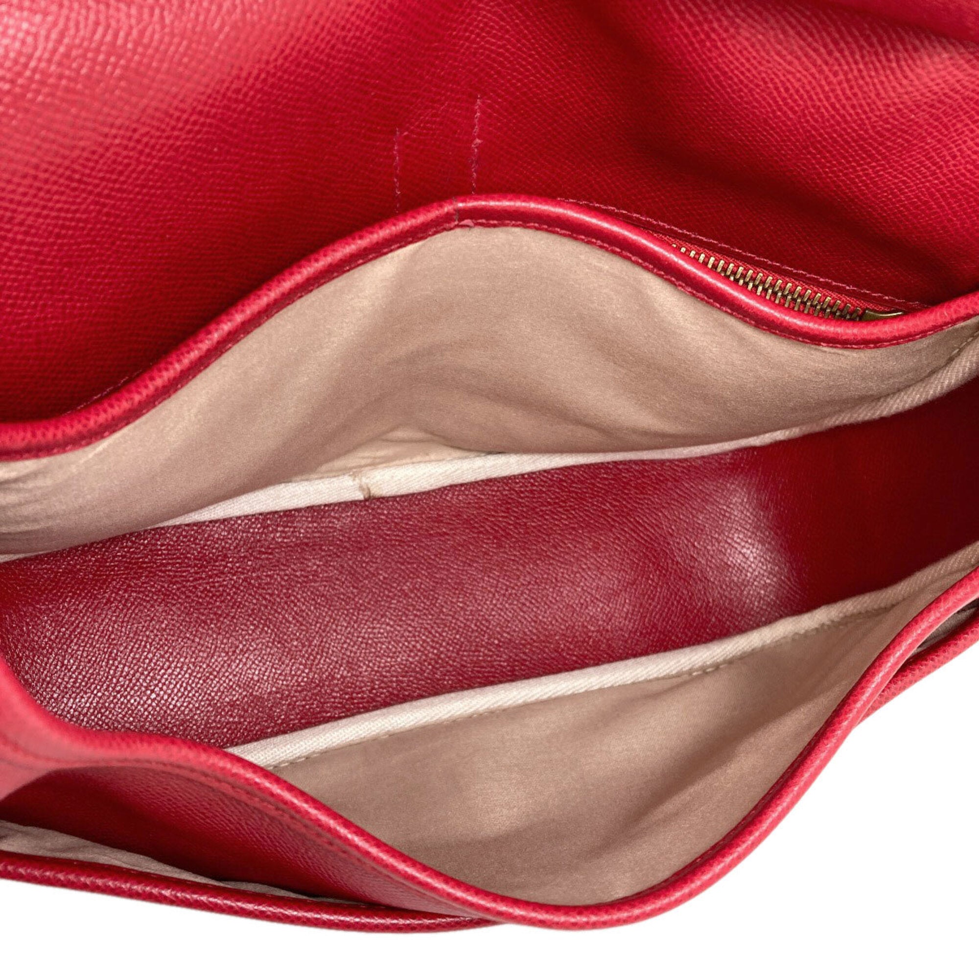 Hermes Red Color Courchevel Leather Shoulder Bag (Pre-Owned)