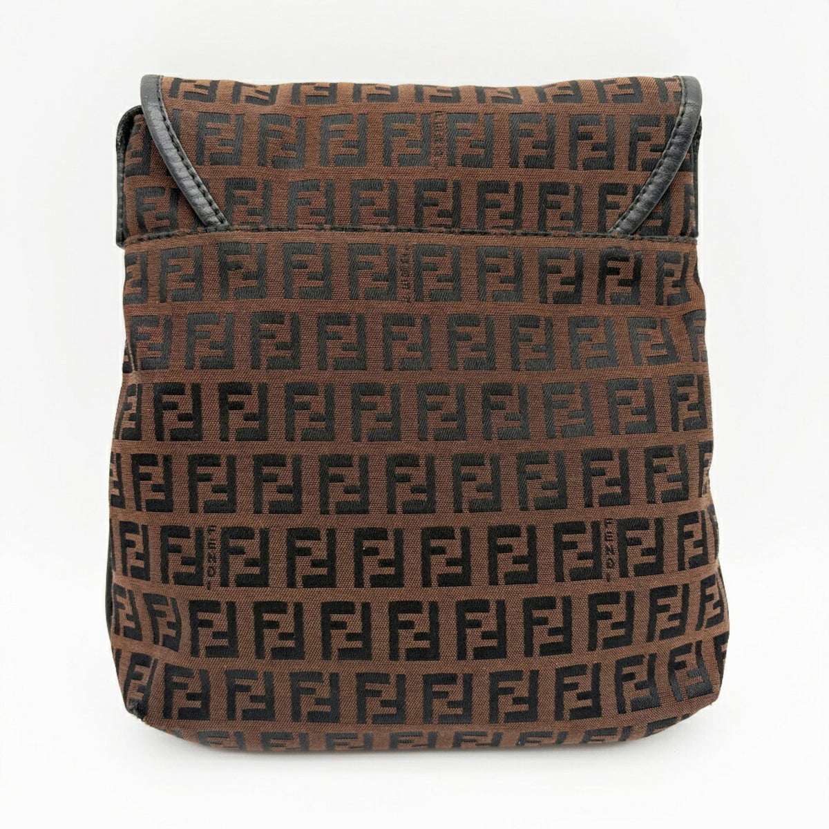 Fendi Zucca Black Brown Canvas Leather Shoulder Bag (Pre-Owned)