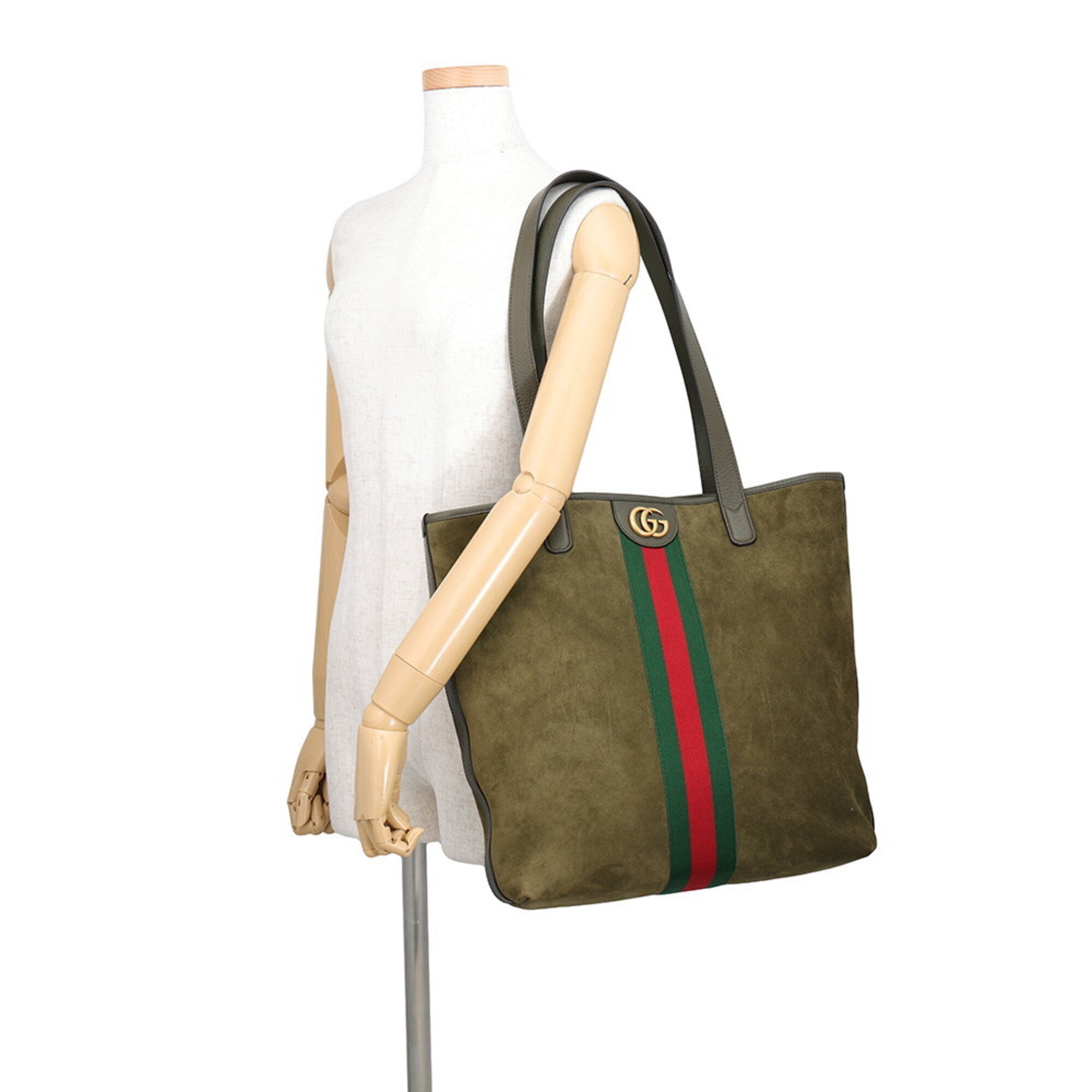 Gucci Ophidia Khaki Suede Handbag Tote Bag (Pre-Owned)