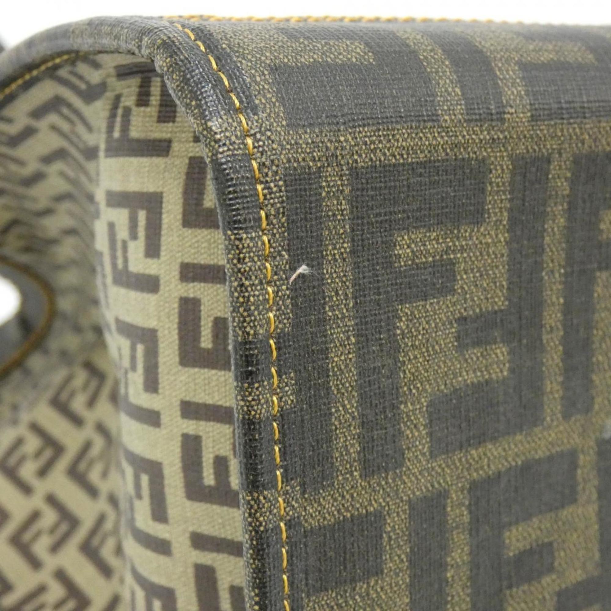 Fendi Beige Coated Canvas Leather Handbag (Pre-Owned)