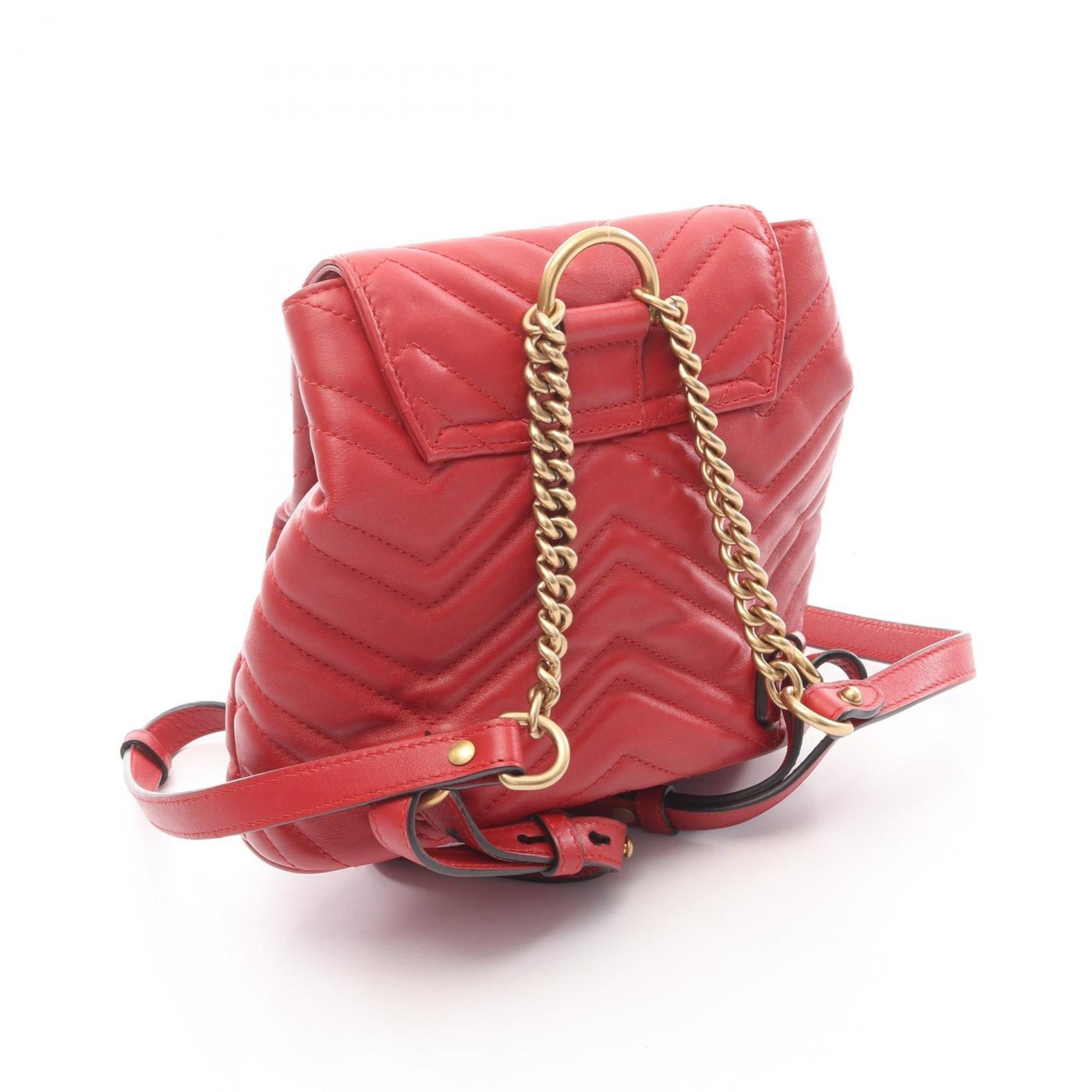 Gucci Red Color Leather Backpack (Pre-Owned)