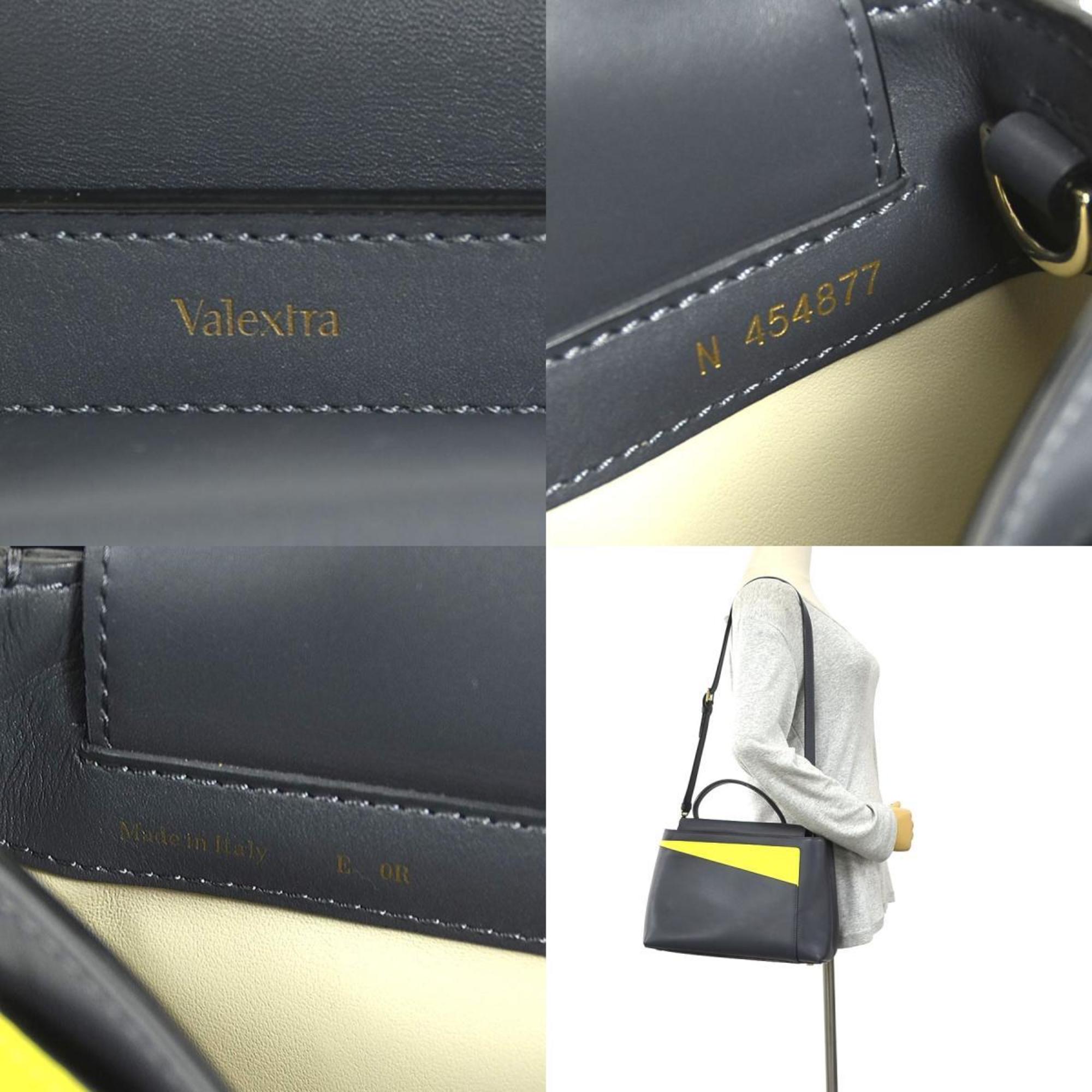 Valextra Gray Yellow Leather Handbag Shoulder Bag (Pre-Owned)