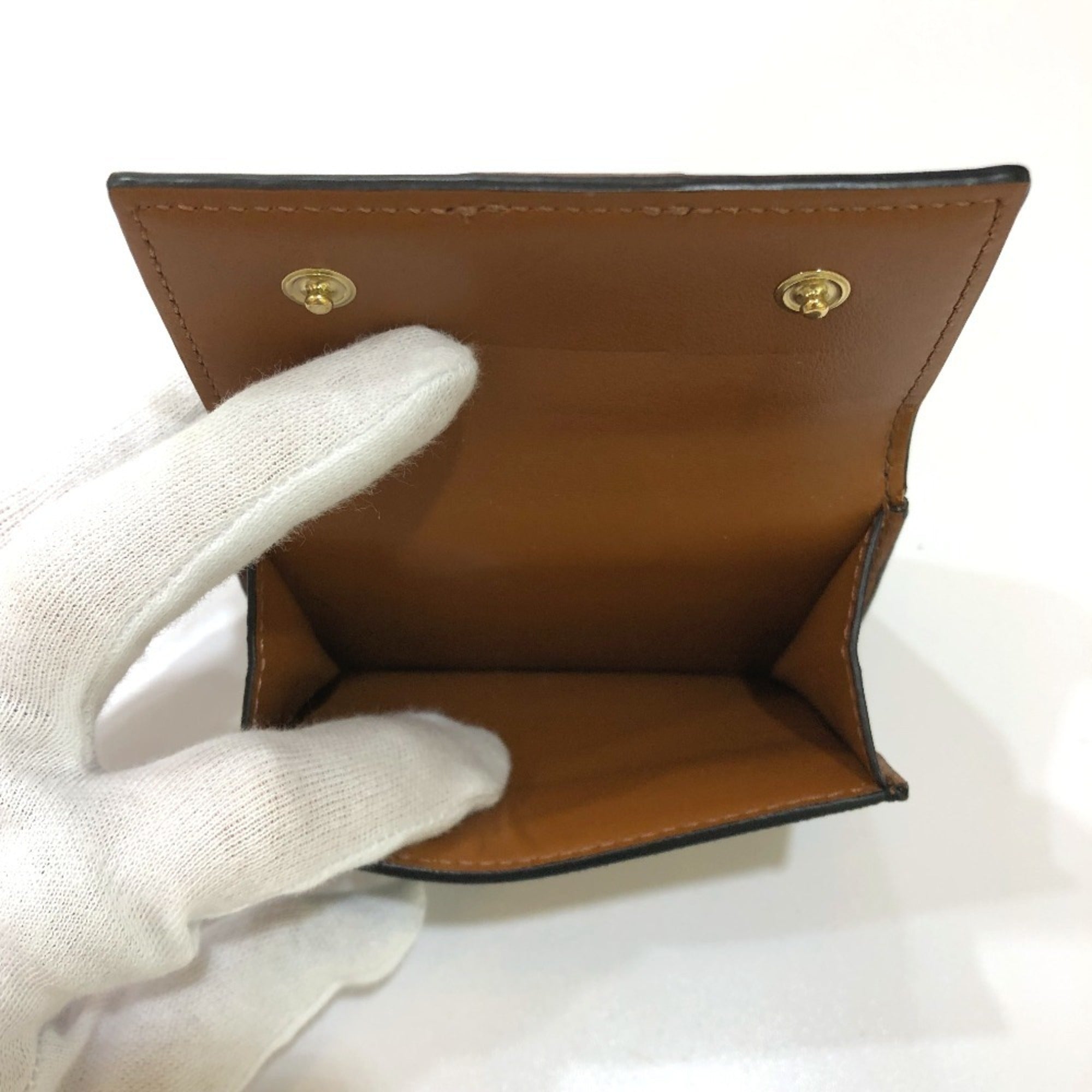 Celine Brown Dark Brown Pvc Leather Wallet (Tri-Fold) (Pre-Owned)