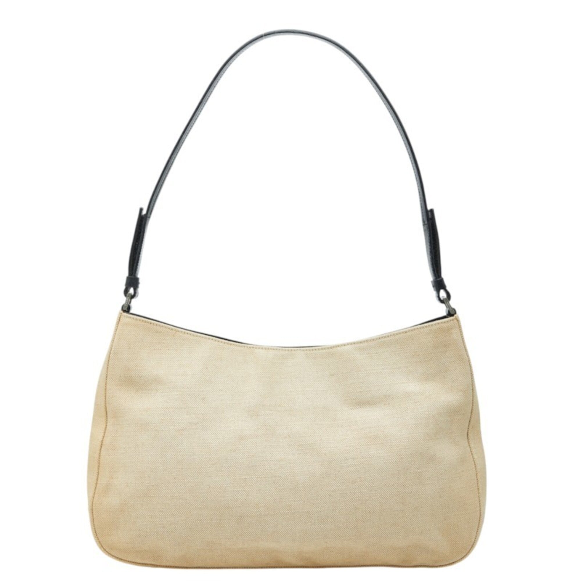 Prada Beige Canvas Leather Shoulder Bag (Pre-Owned)