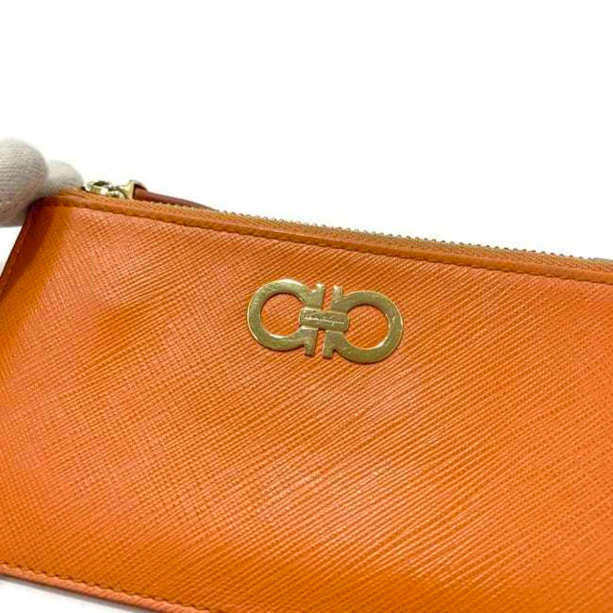 Salvatore Ferragamo Orange Leather Coin Purse/Coin Case (Pre-Owned)