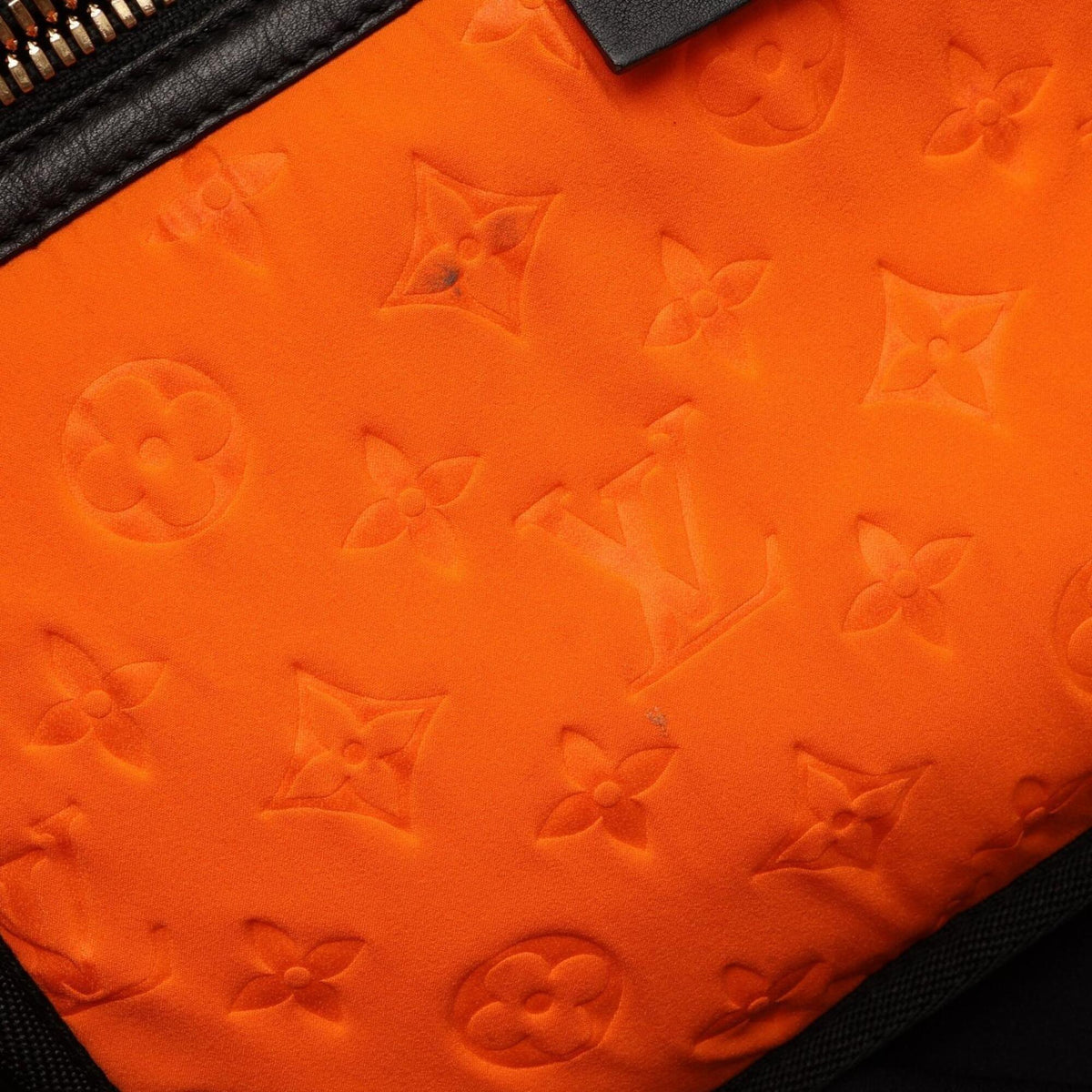 Louis Vuitton Black Lv Orange Orange Leather Microfiber Handbag Tote Bag (Pre-Owned)