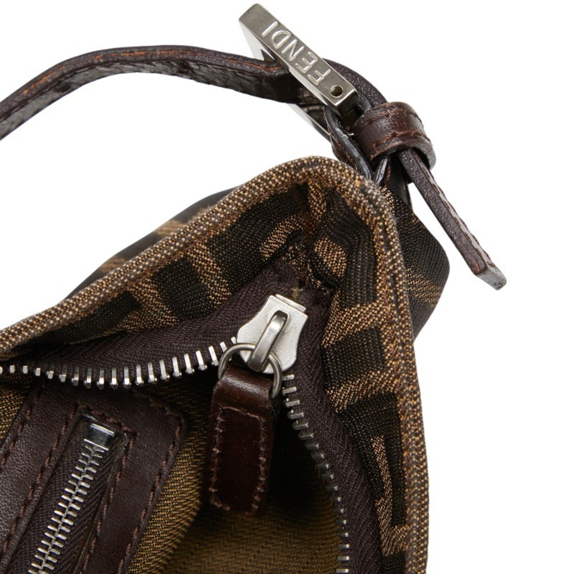 Fendi Brown Canvas Leather Shoulder Bag (Pre-Owned)