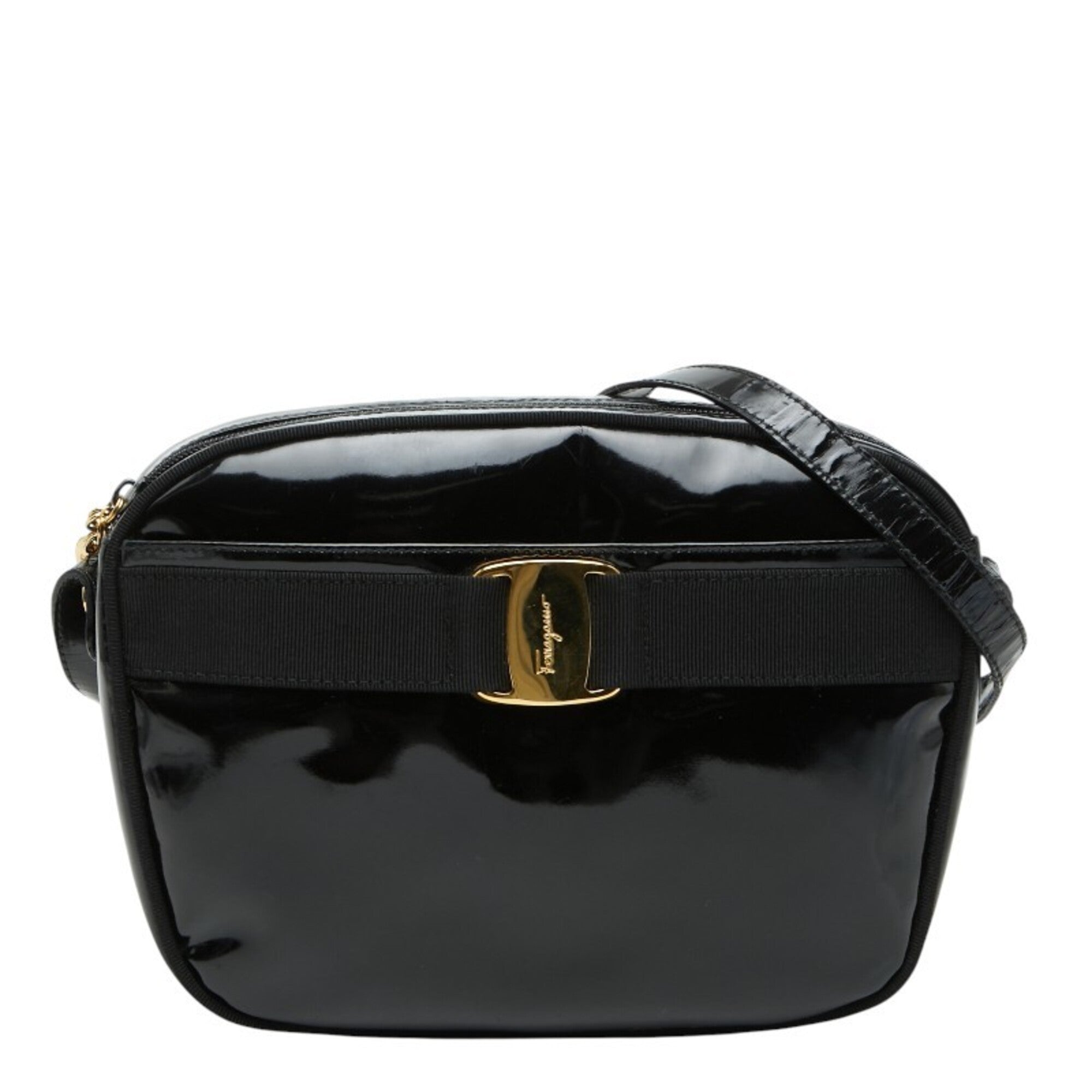 Salvatore Ferragamo Black Leather Shoulder Bag (Pre-Owned)