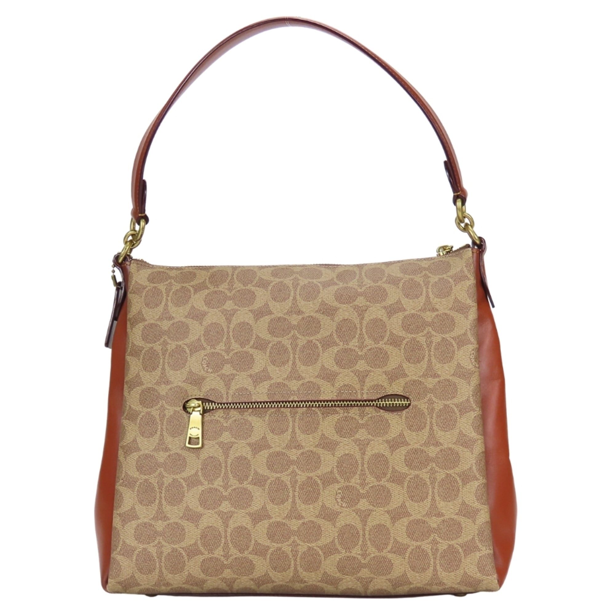 Coach Signature Beige Brown Pvc Leather Shoulder Bag (Pre-Owned)