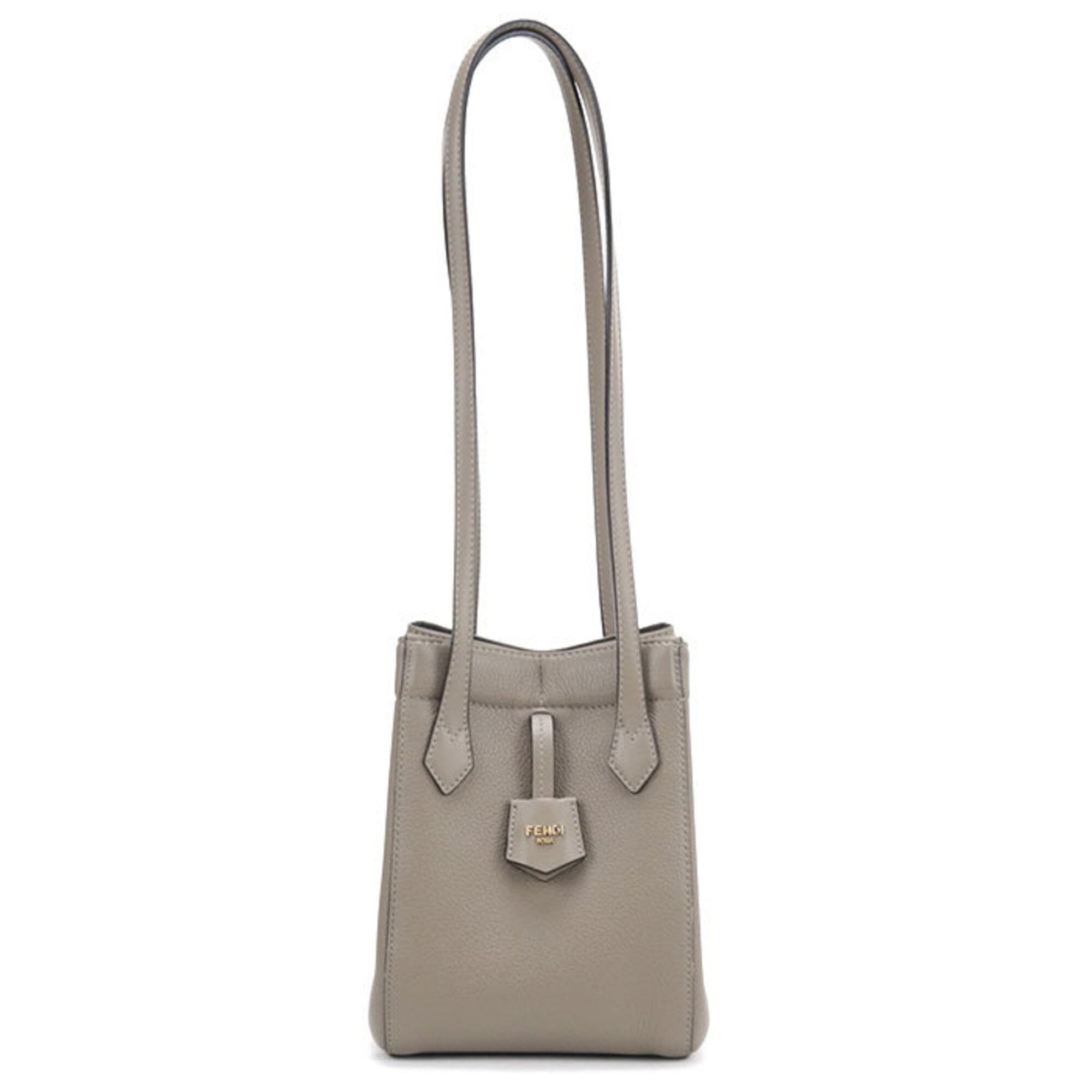 Fendi Gray Leather Shoulder Bag (Pre-Owned)