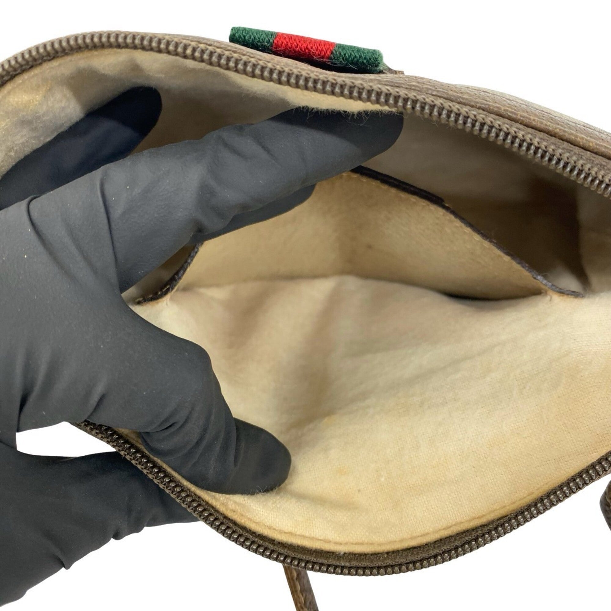 Gucci Brown Green Red Color Leather Pvc Pochette Shoulder Bag (Pre-Owned)