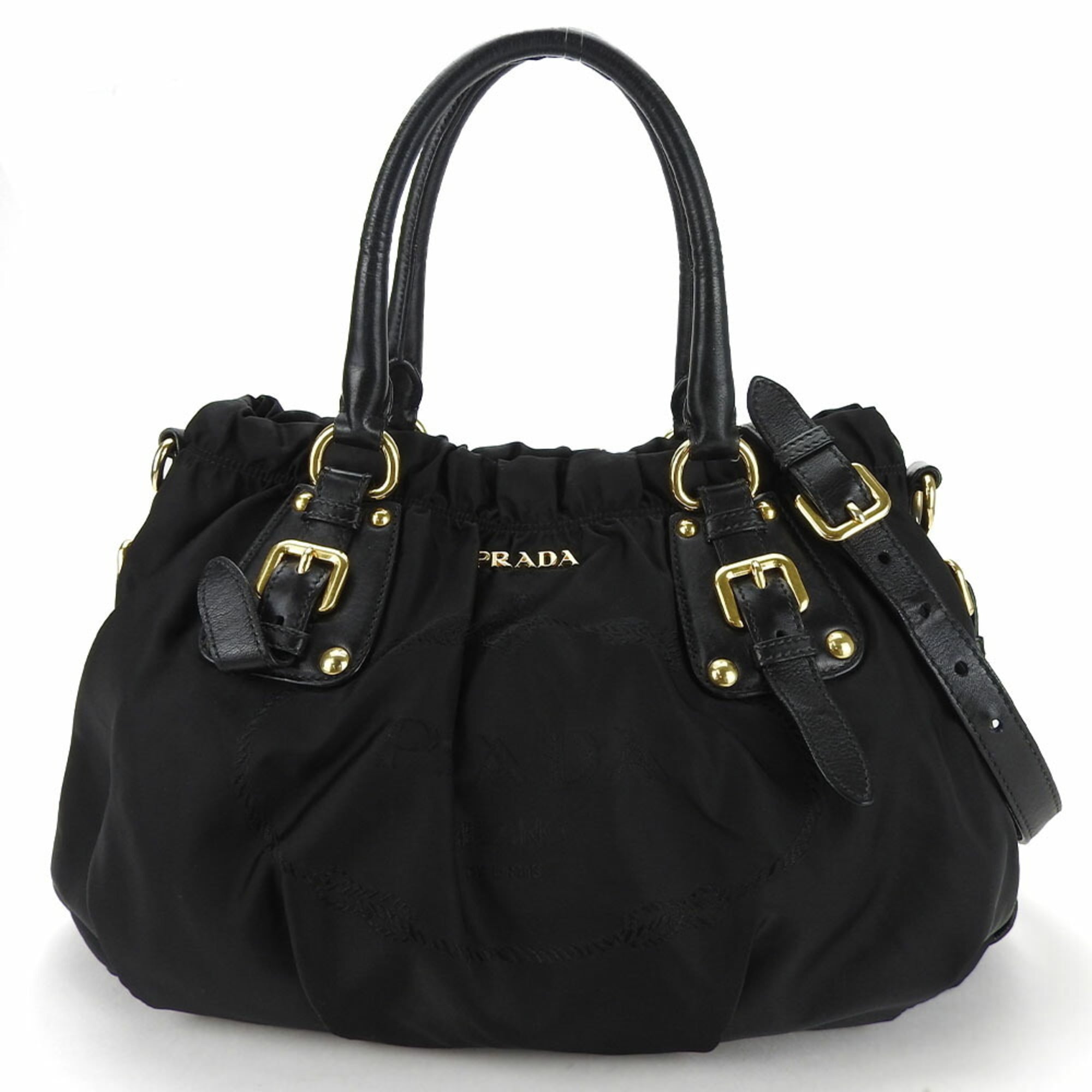 Prada Black Nylon Leather Handbag (Pre-Owned)