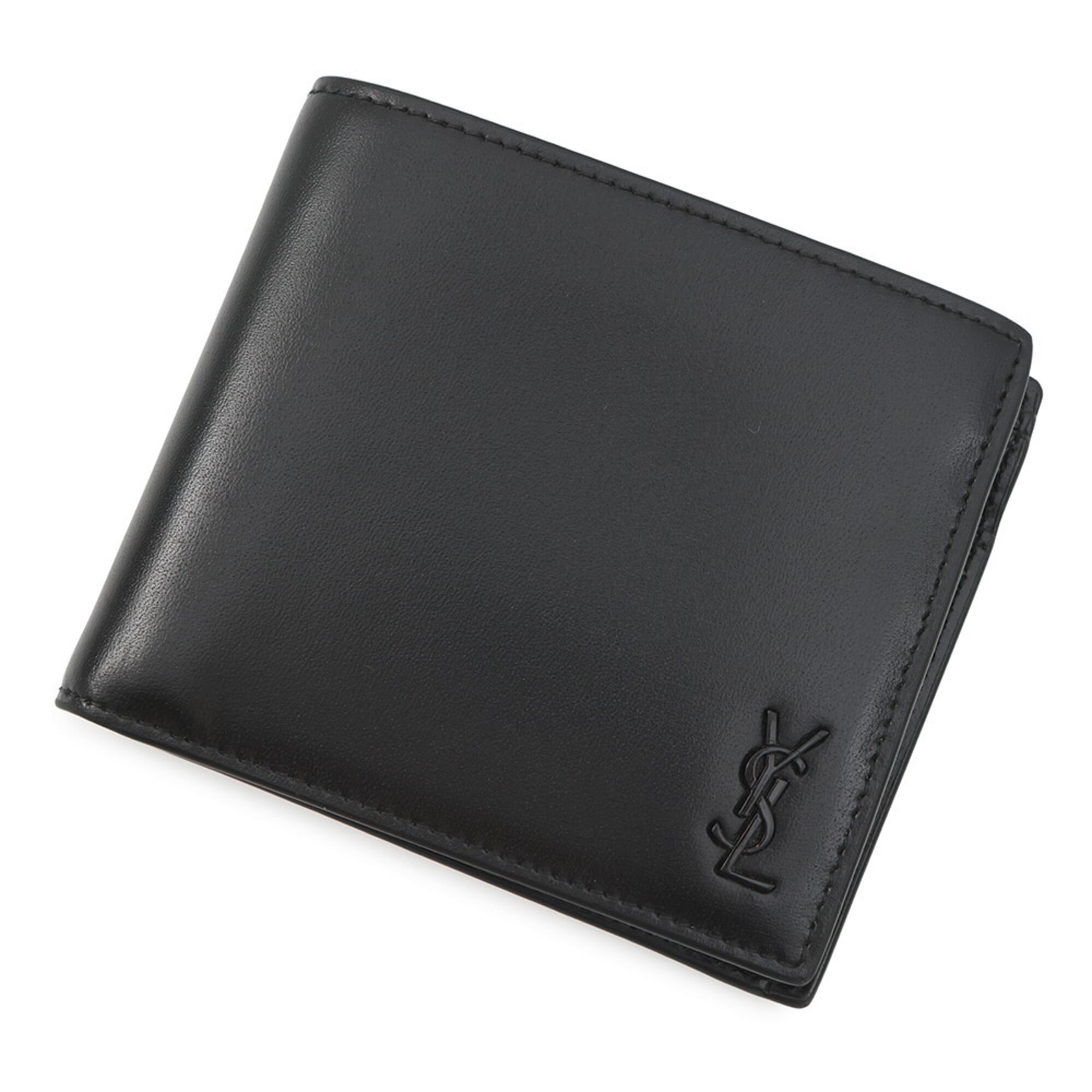 Yves Saint Laurent Black Leather Wallet (Bi-Fold) (Pre-Owned)