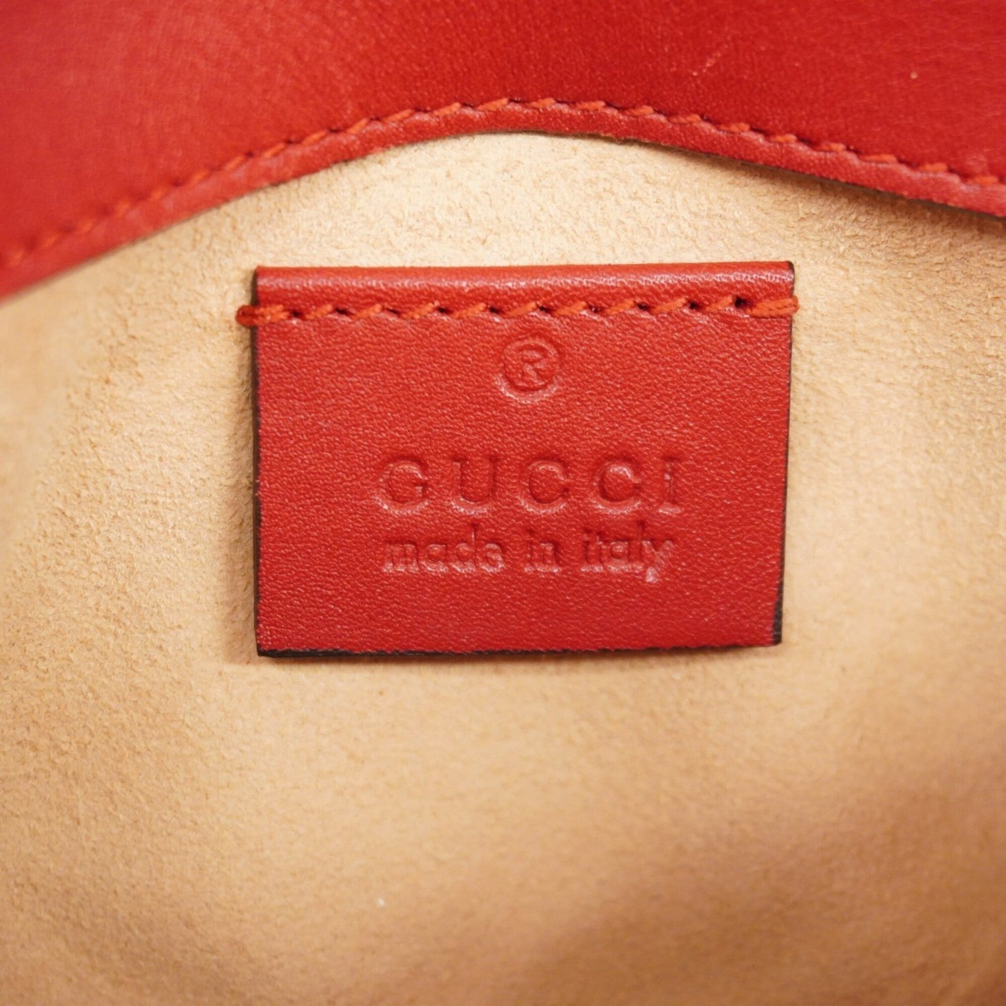Gucci Red Color Leather Shoulder Bag (Pre-Owned)