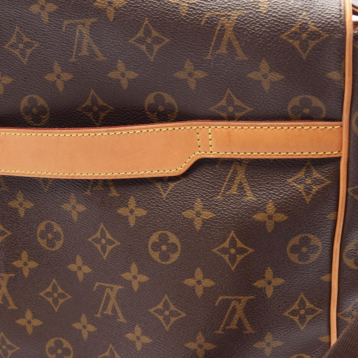 Louis Vuitton Brown Leather Coated Canvas Handbag Shoulder Bag (Pre-Owned)