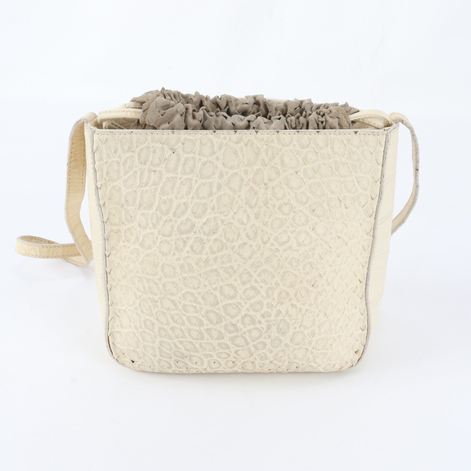 Fendi Ivory Leather Handbag Shoulder Bag Tote Bag (Pre-Owned)