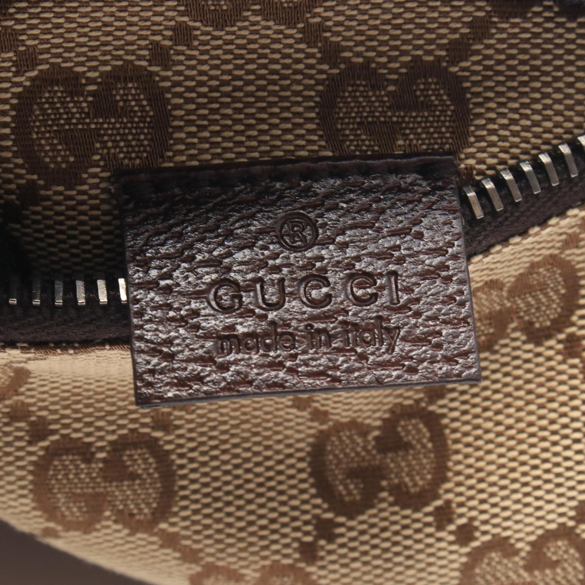 Gucci Beige Brown Gg Canvas Leather Fanny Pack Handbag (Pre-Owned)