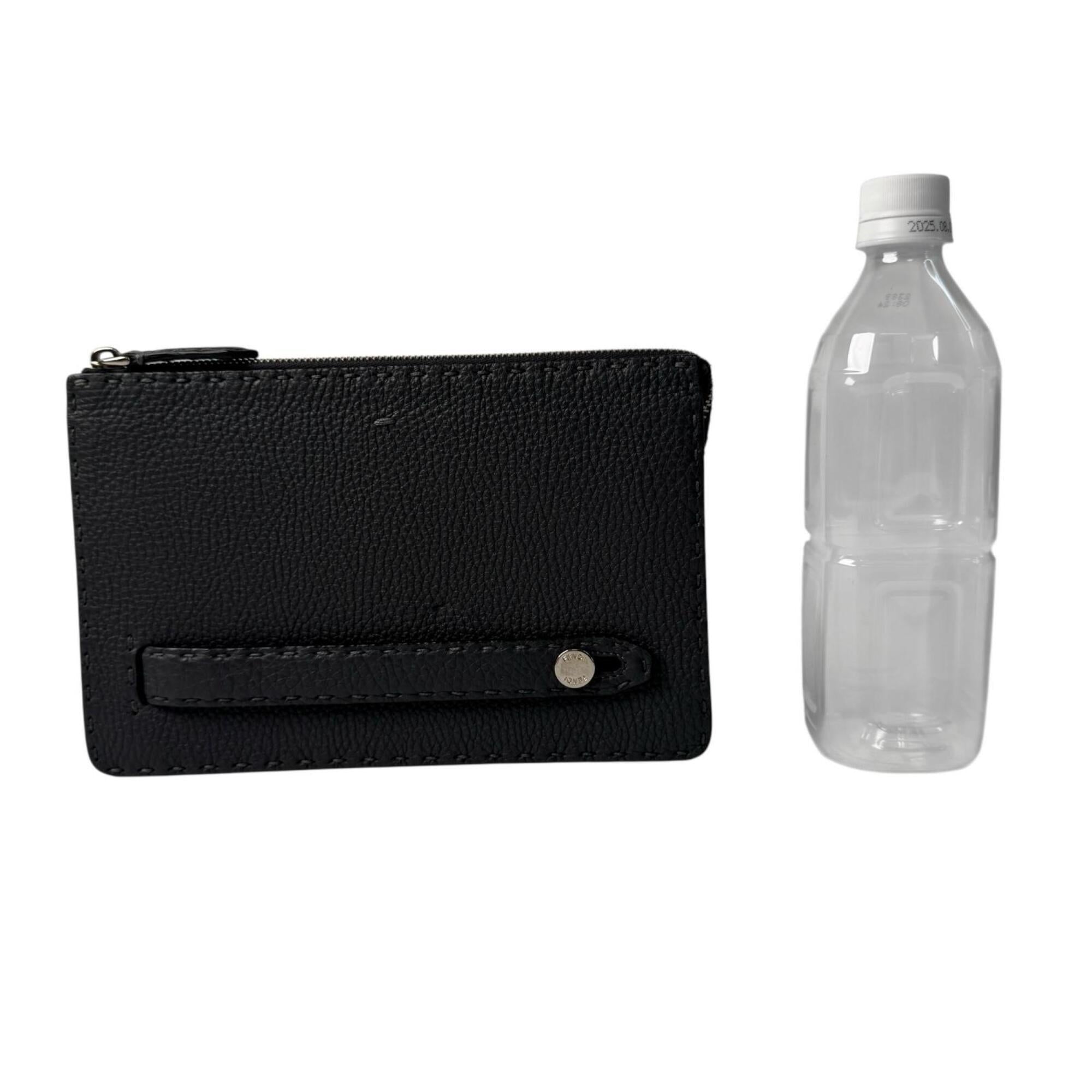 Fendi Dark Gray Leather Clutch Bag (Pre-Owned)