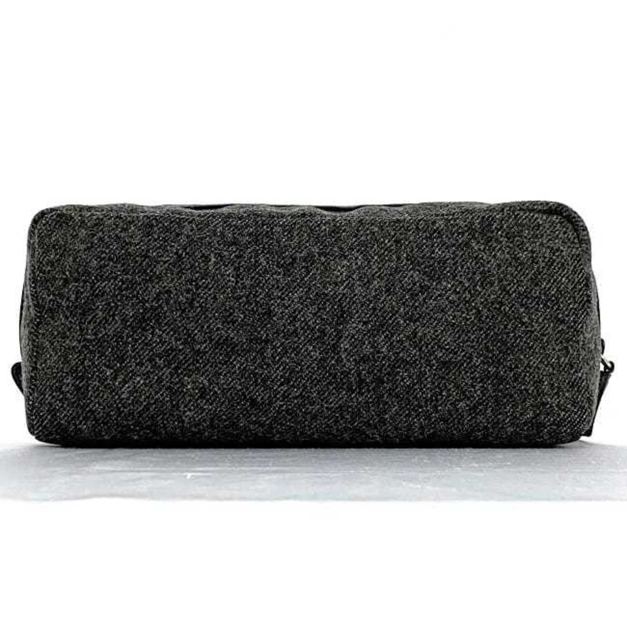 Prada Gray Tweed Wool Nylon Pouch (Pre-Owned)