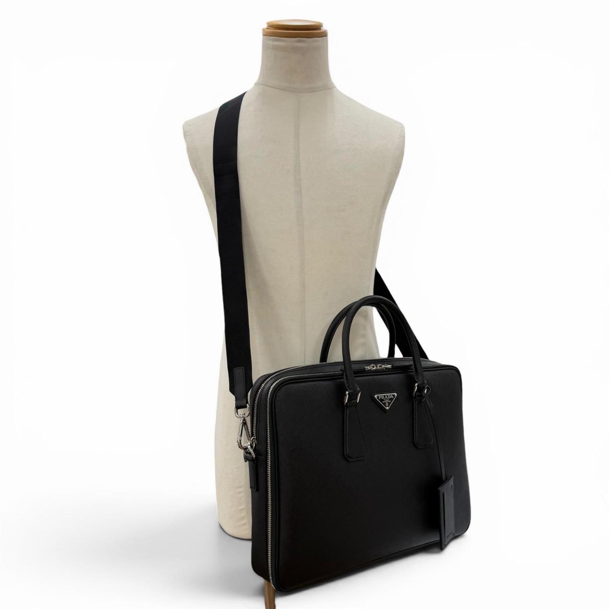 Prada Black Leather Briefcase (Pre-Owned)