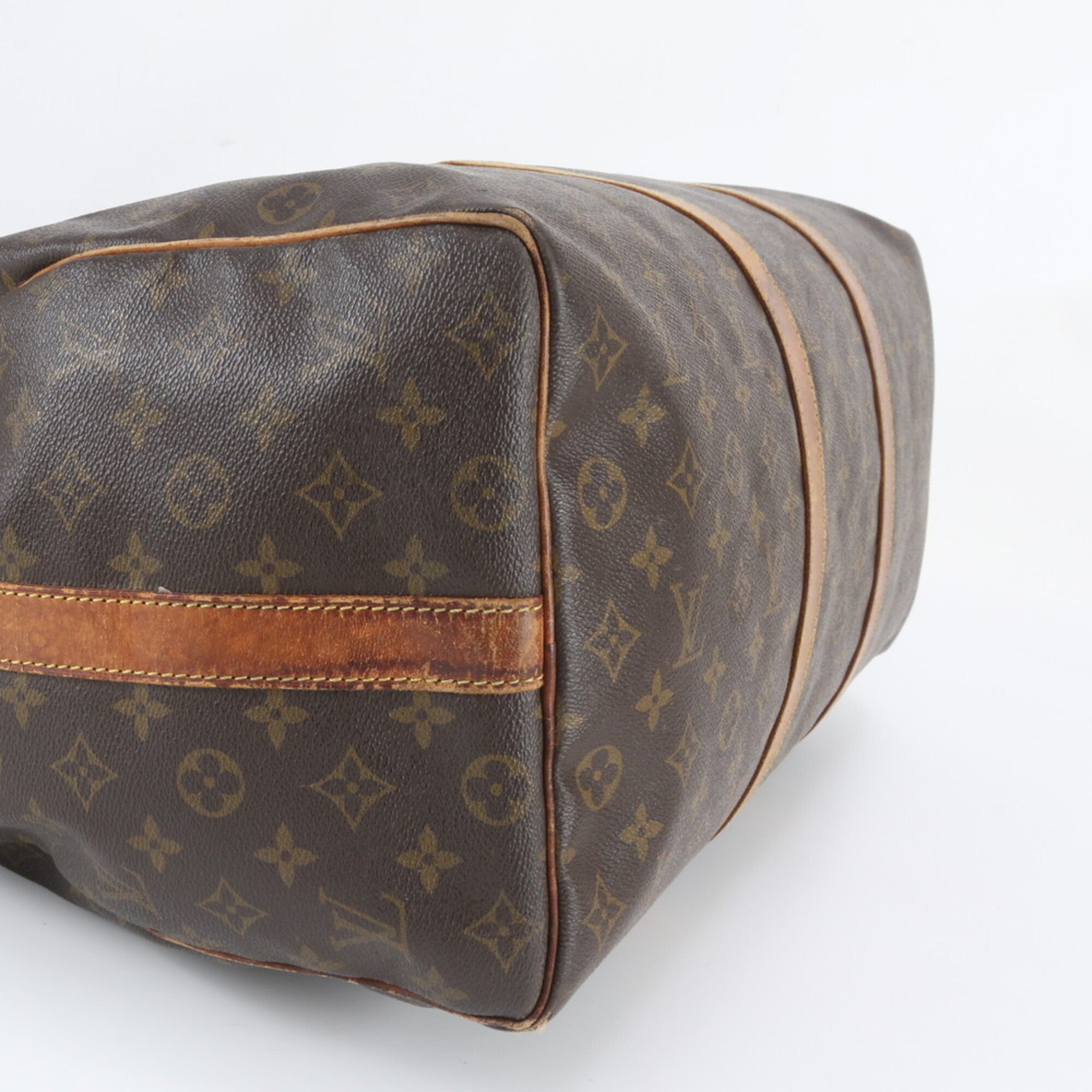 Louis Vuitton Brown Leather Coated Canvas Boston Bag Shoulder Bag (Pre-Owned)