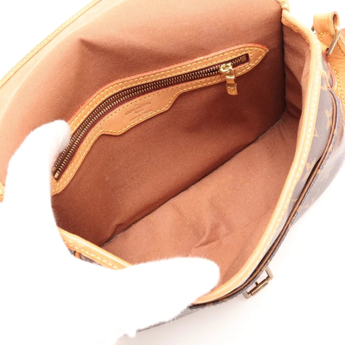 Louis Vuitton Brown Leather Coated Canvas Crossbody Bag Shoulder Bag (Pre-Owned)