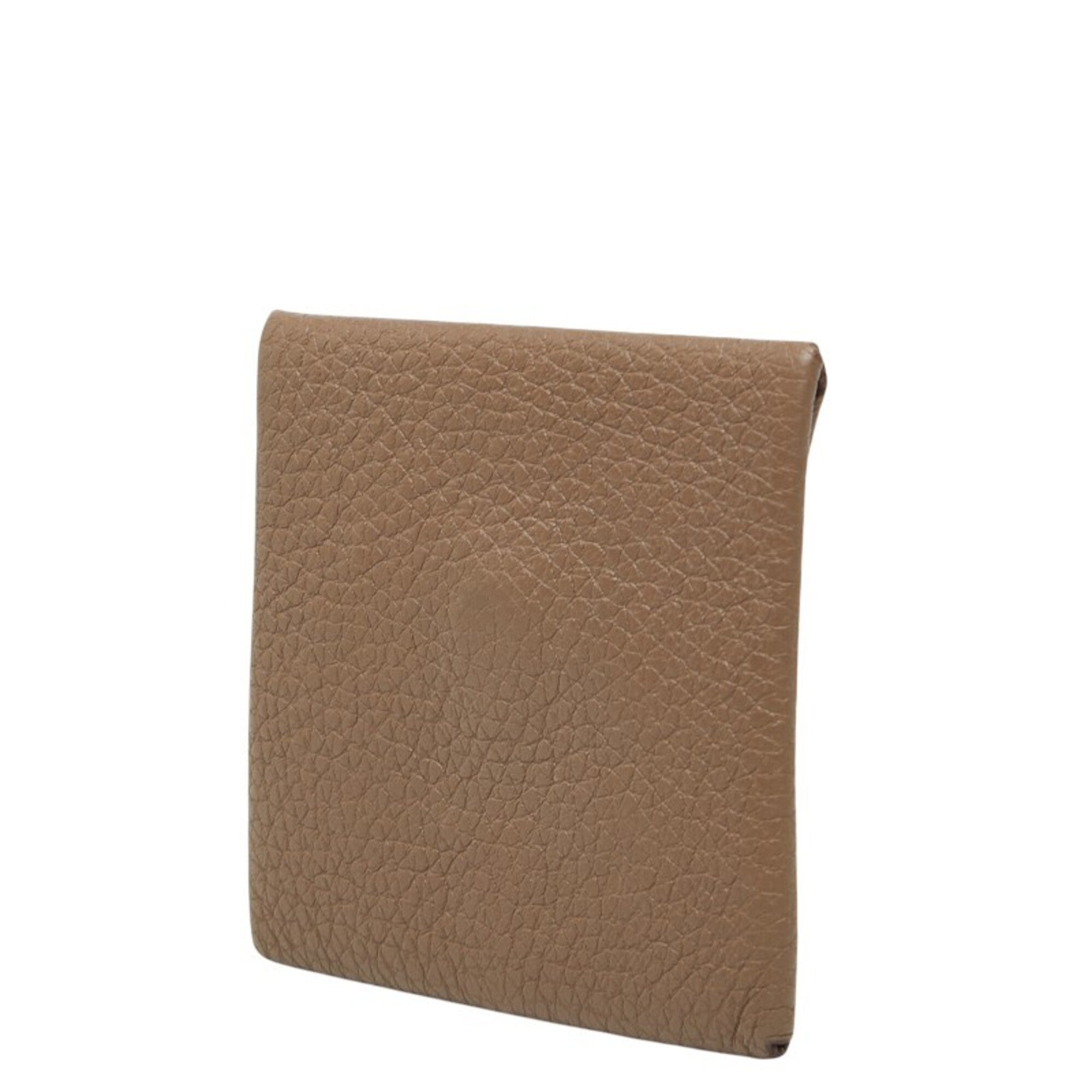 Hermes Beige Etoupe Gray Taurillon Clemence Leather Coin Purse/Coin Case (Pre-Owned)