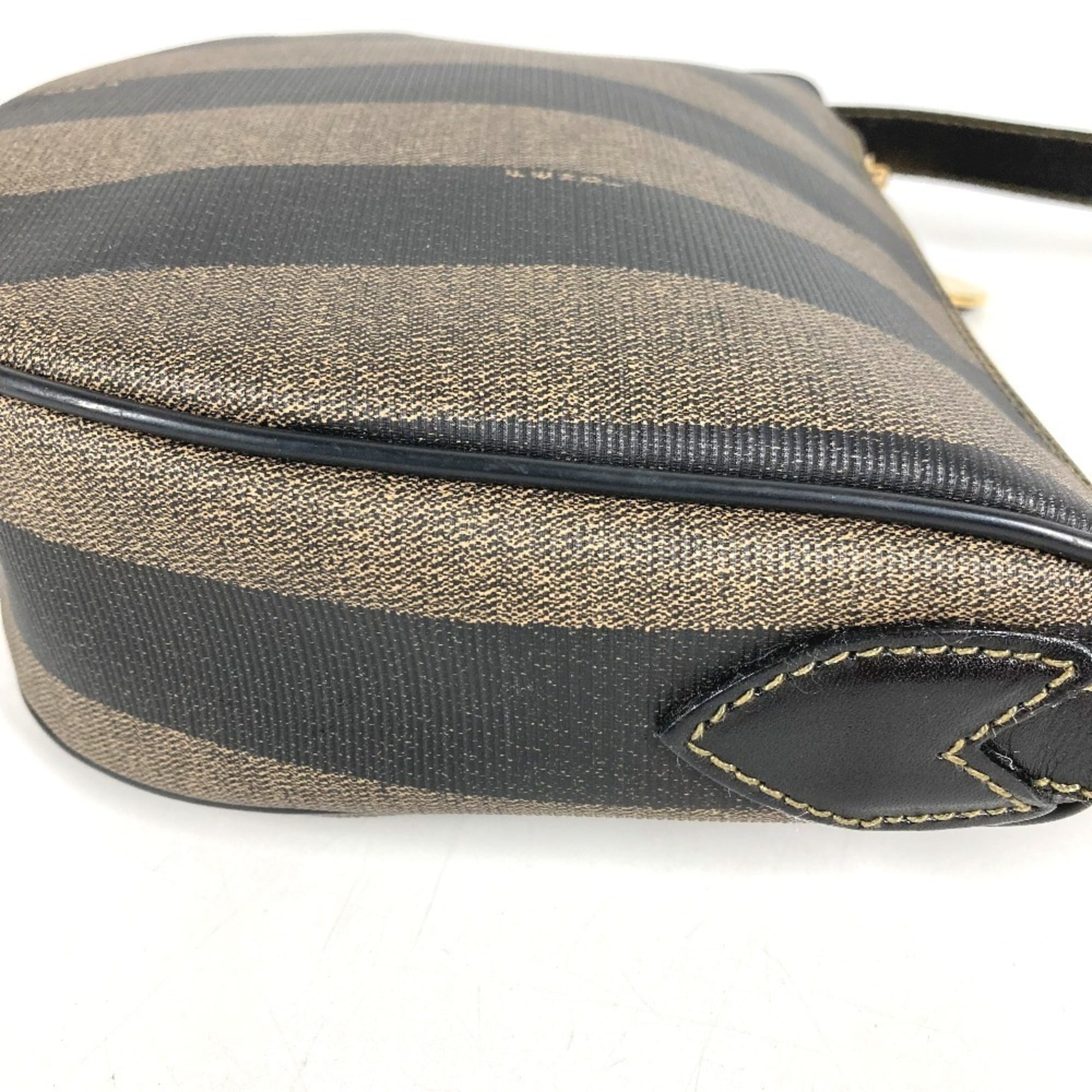 Fendi Black Khaki Pvc Leather Pochette Shoulder Bag (Pre-Owned)