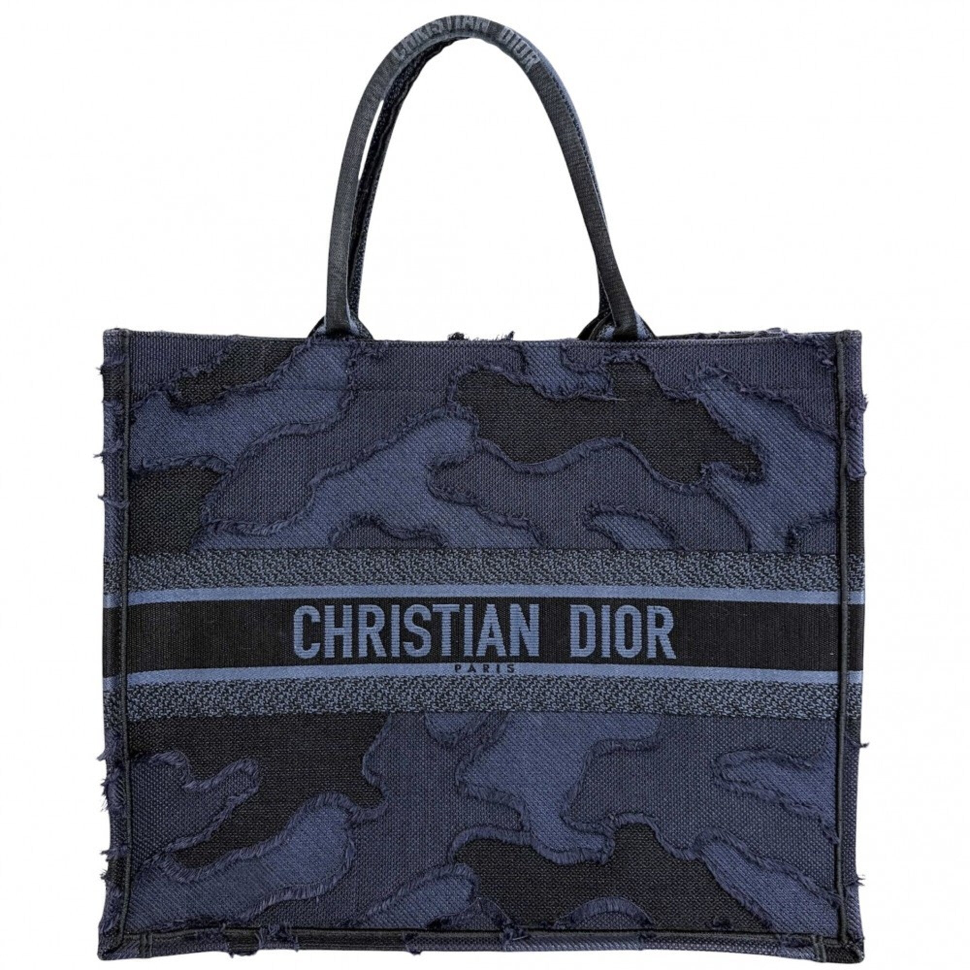 Christian Dior Navy Canvas Handbag Tote Bag (Pre-Owned)