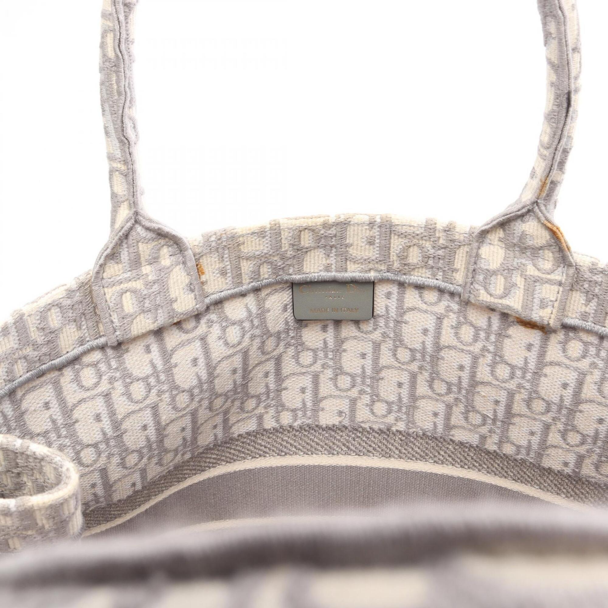 Christian Dior Gray White Canvas Handbag Tote Bag (Pre-Owned)
