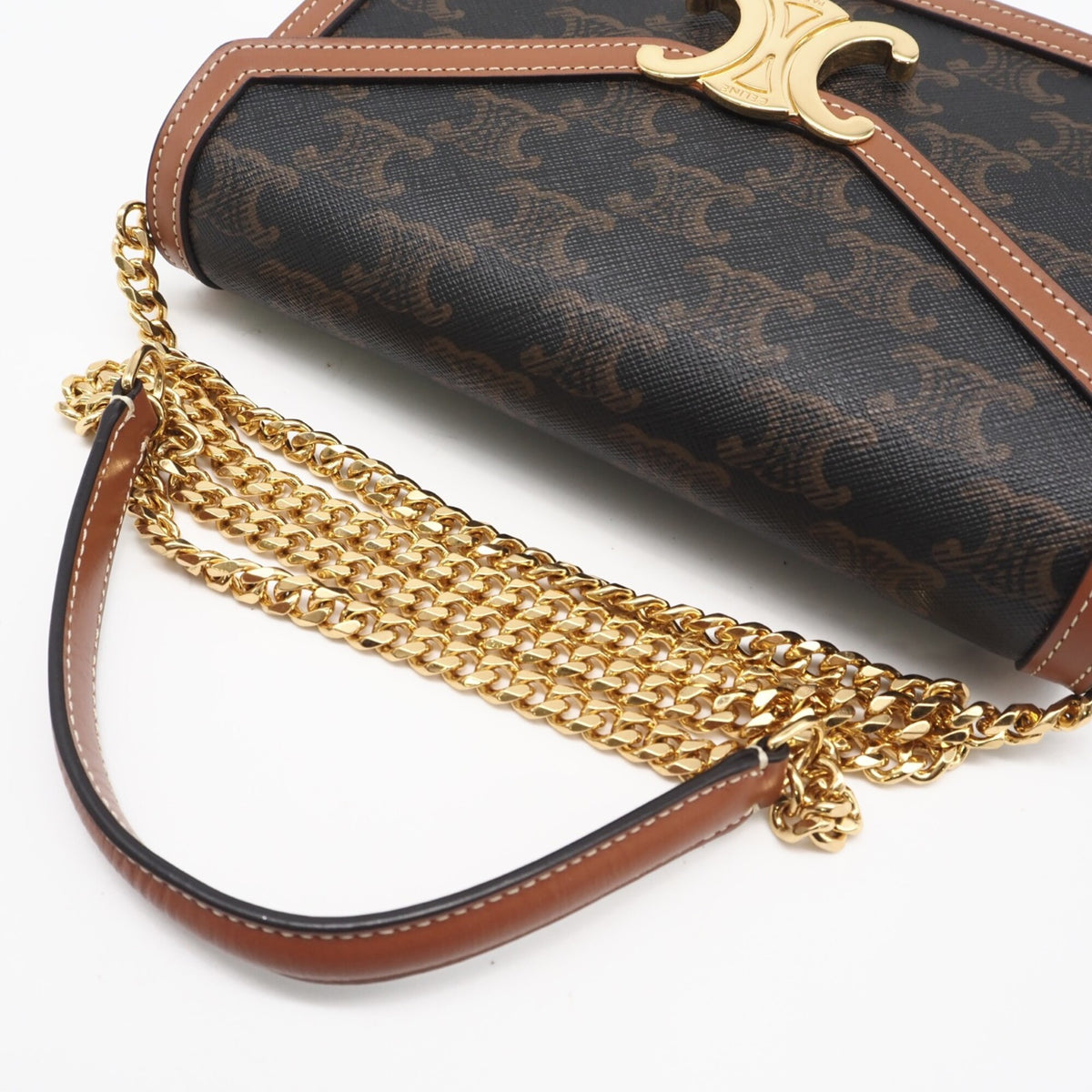 Celine Beige Brown Canvas Shoulder Bag (Pre-Owned)