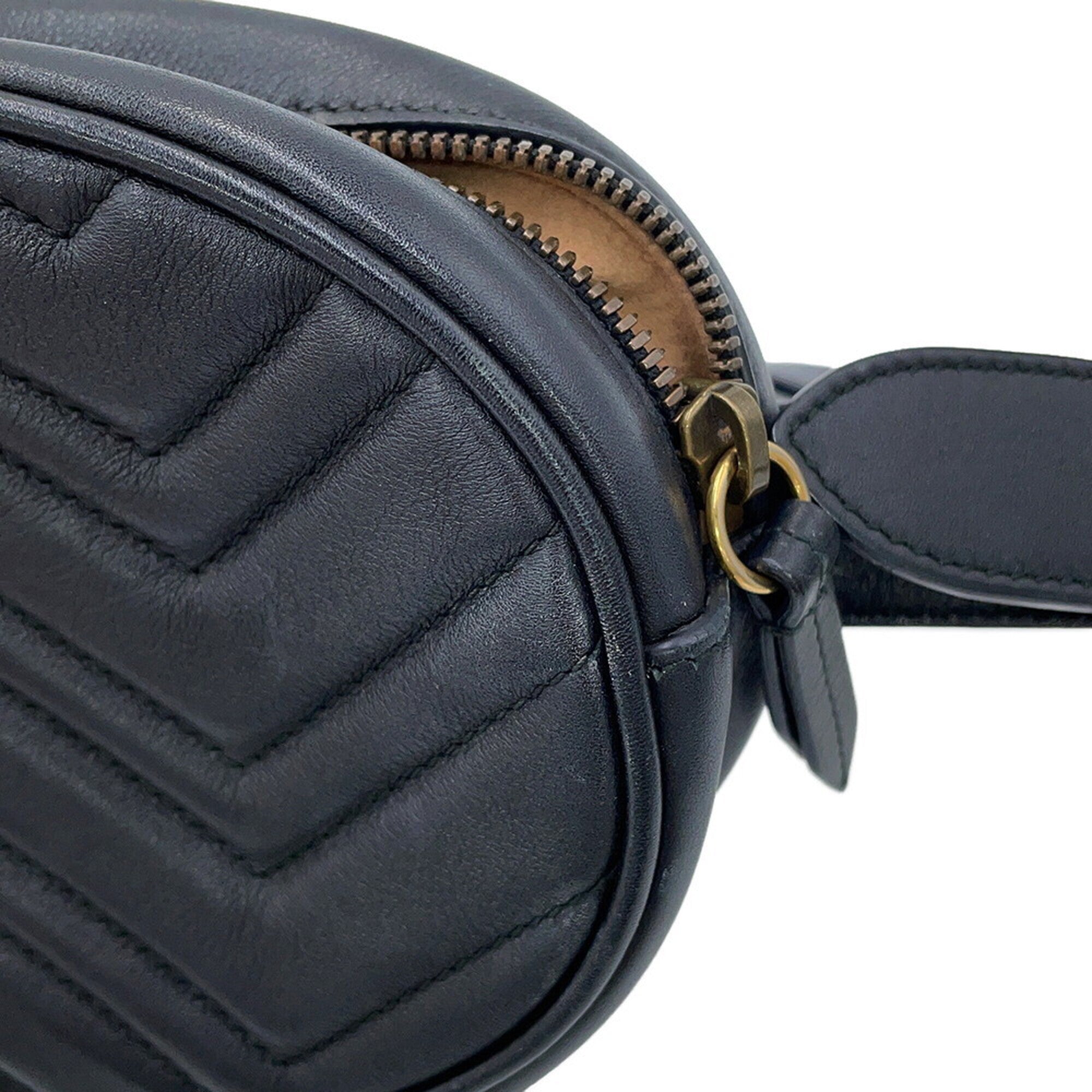 Gucci Gg Marmont Black Leather Handbag Pouch Sling Bag (Pre-Owned)