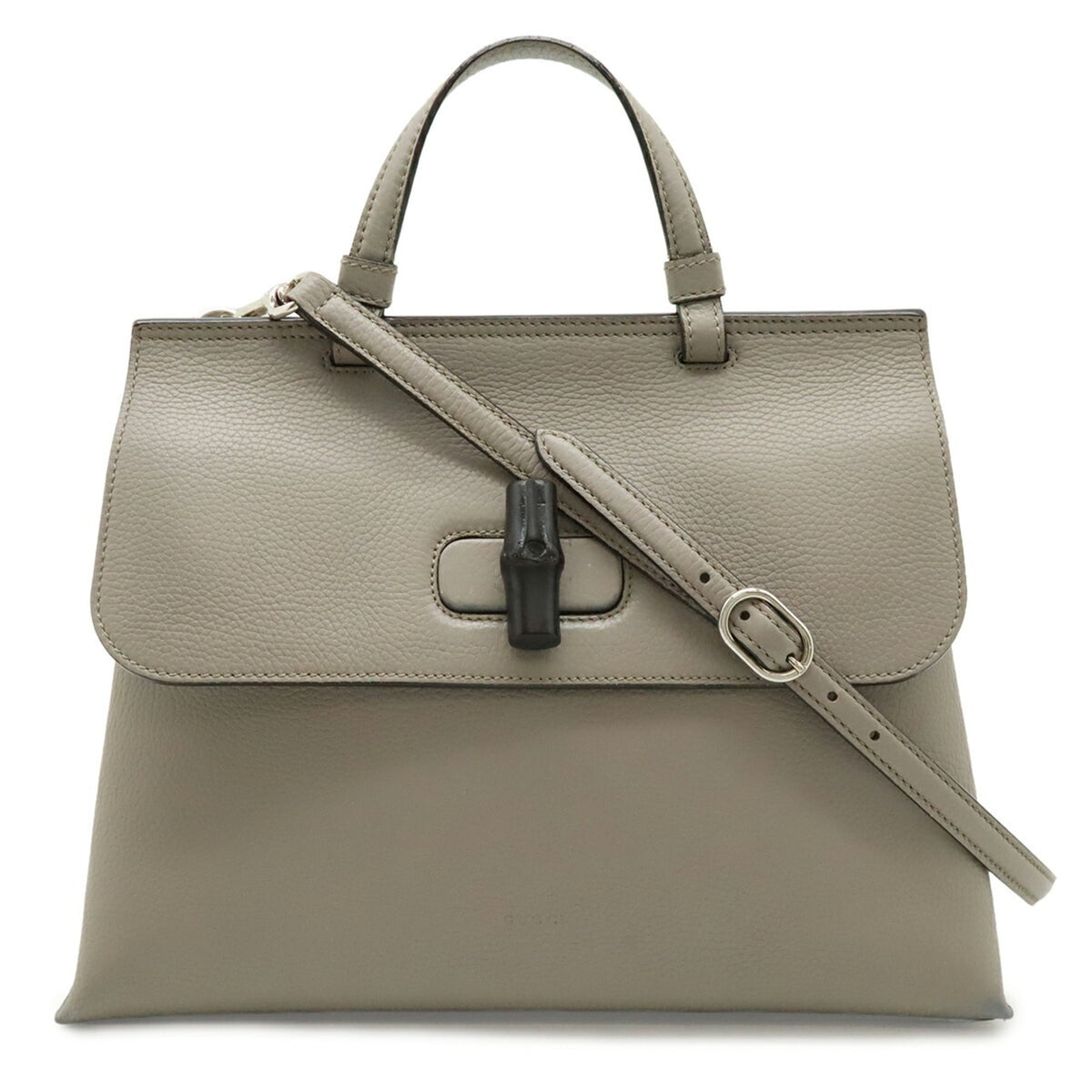 Gucci Gray Bamboo Handbag Shoulder Bag (Pre-Owned)