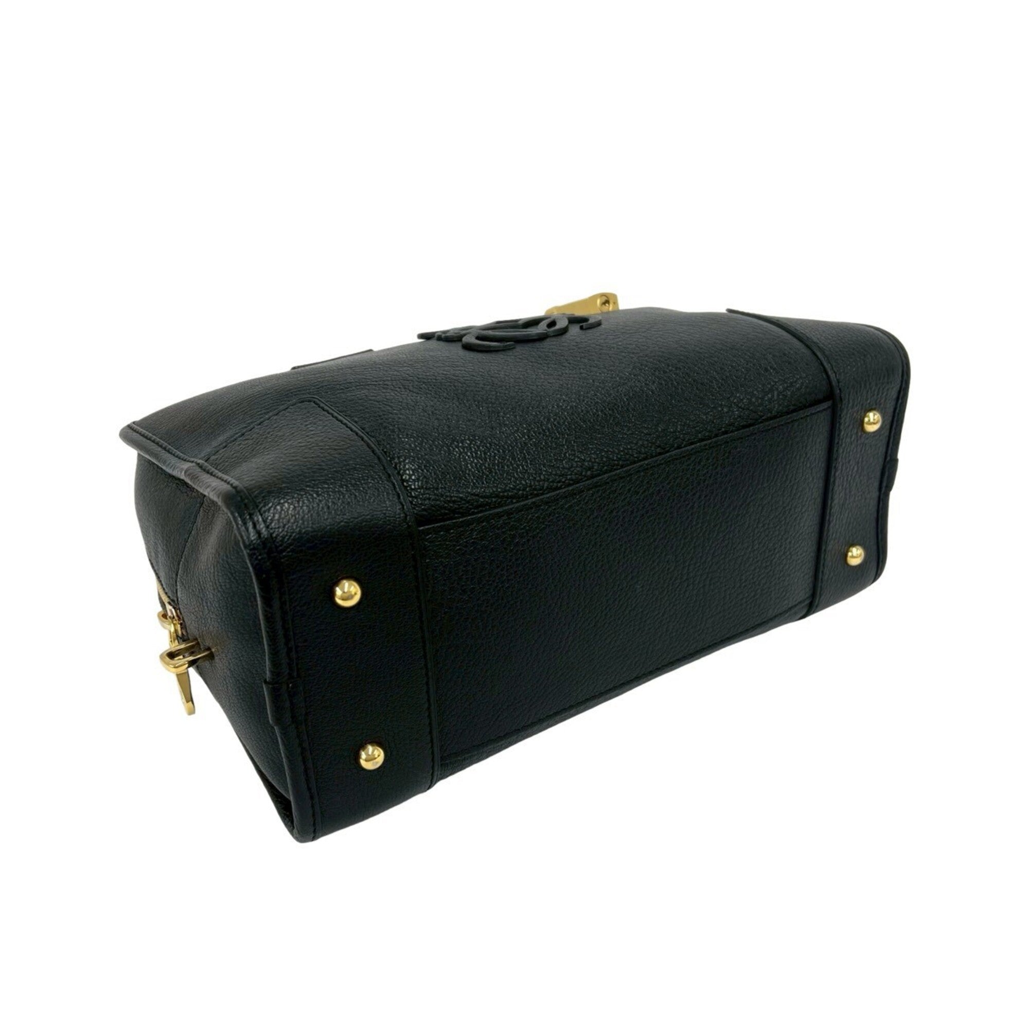 Loewe Black Leather Boston Bag Handbag (Pre-Owned)