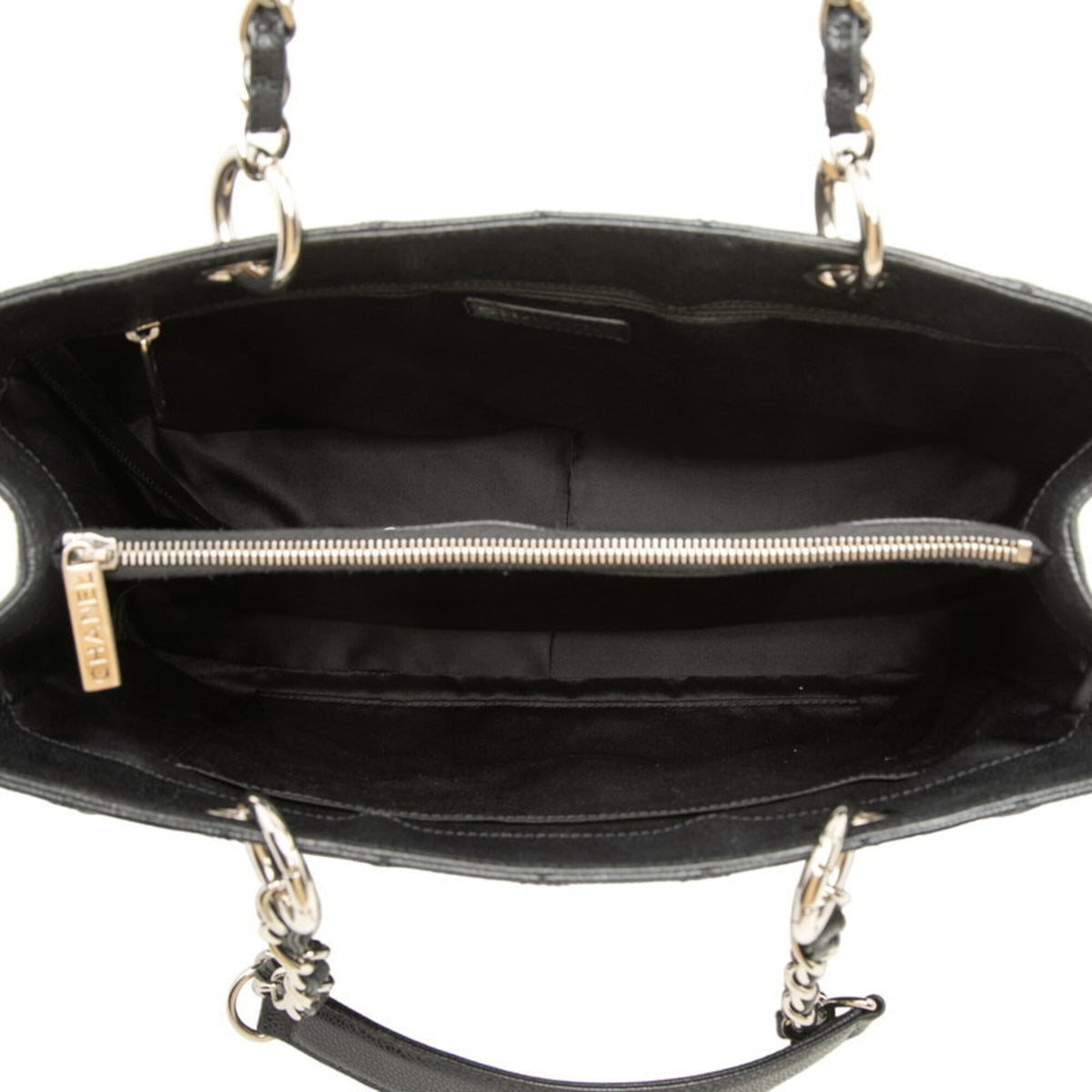 Chanel Black Grained Calfskin Shoulder Bag Tote Bag (Pre-Owned)