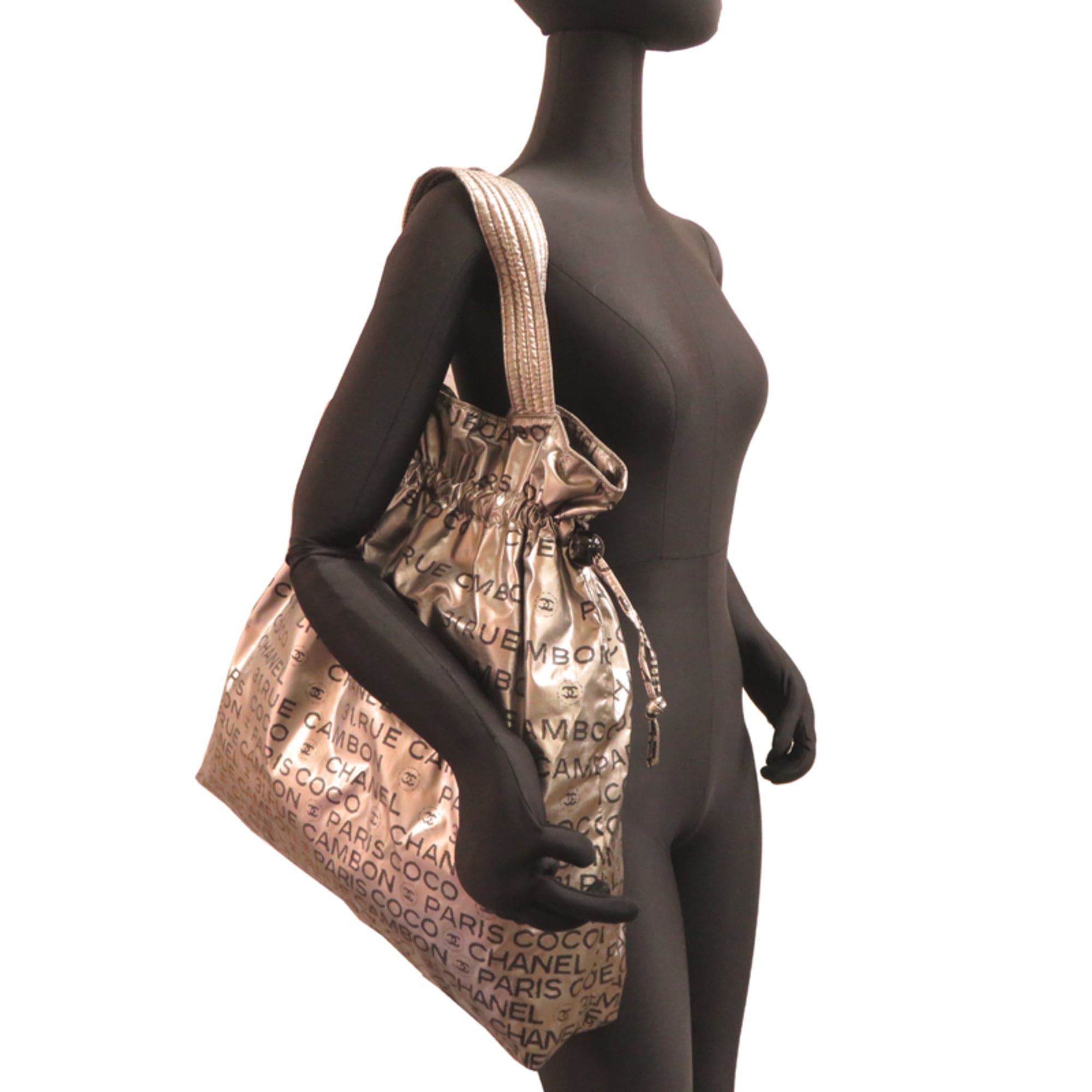 Chanel Black Silver Nylon Tote Bag (Pre-Owned)