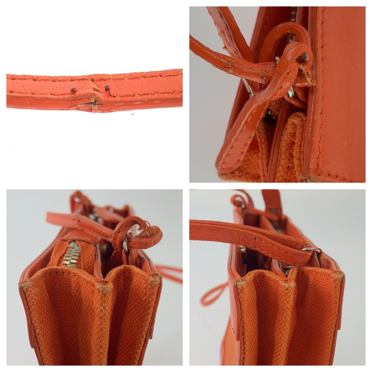 Balenciaga Orange Leather Canvas Shoulder Bag (Pre-Owned)