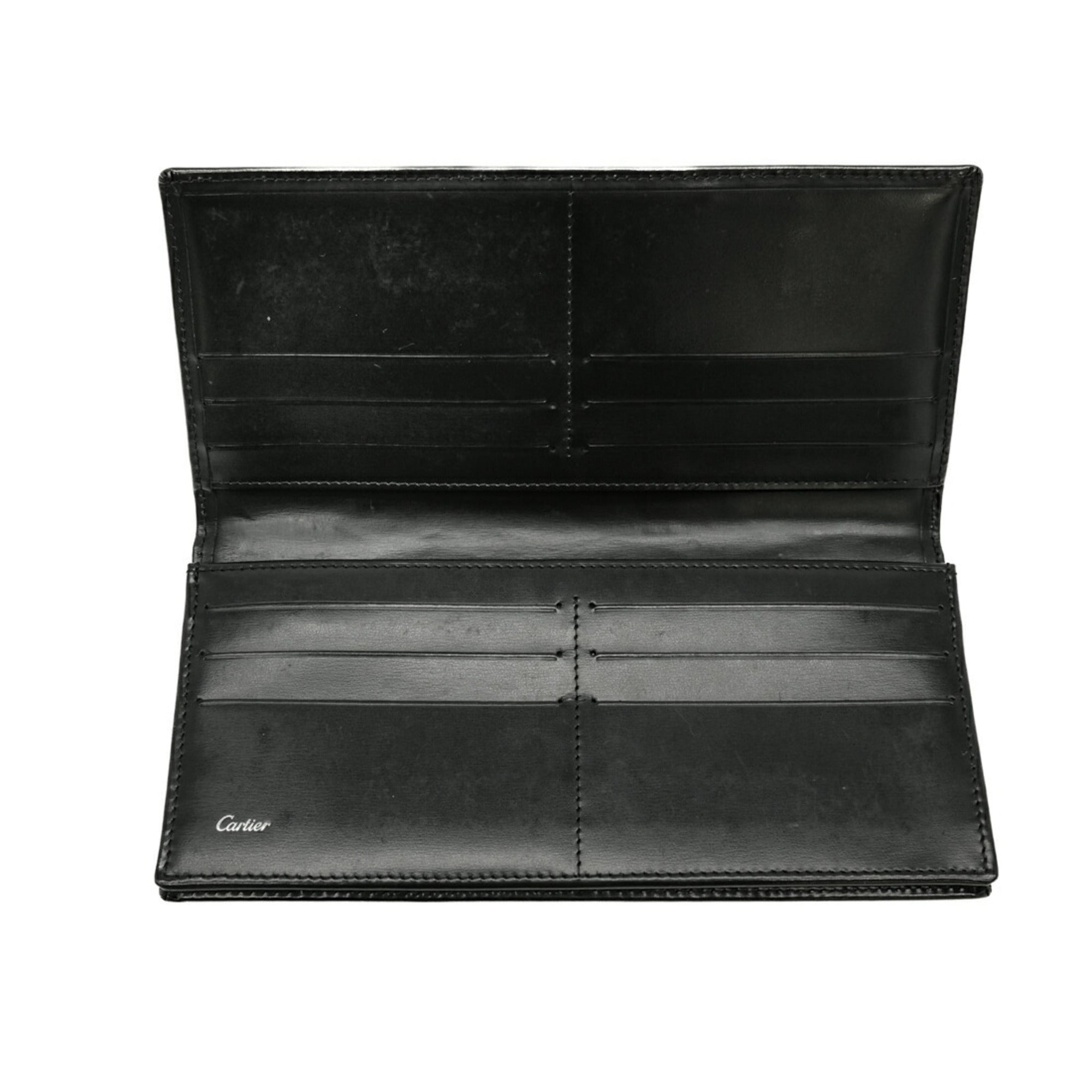Cartier Black Leather Long Wallet (Bi-Fold) (Pre-Owned)