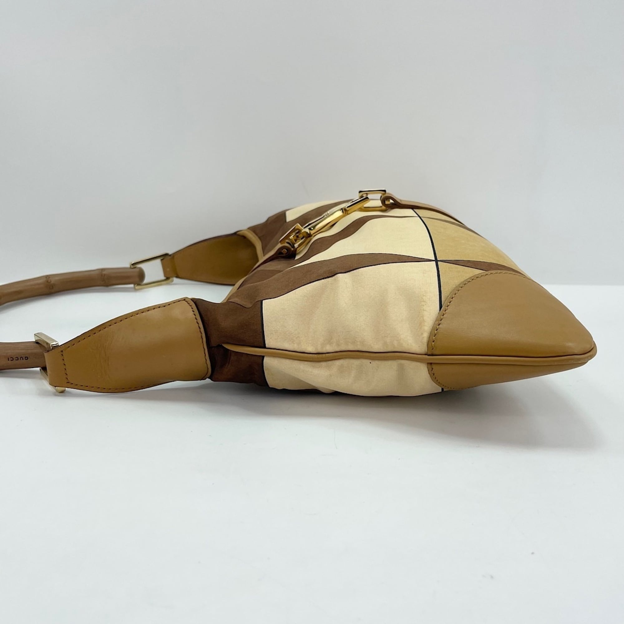 Gucci Beige Bamboo Nylon Shoulder Bag (Pre-Owned)