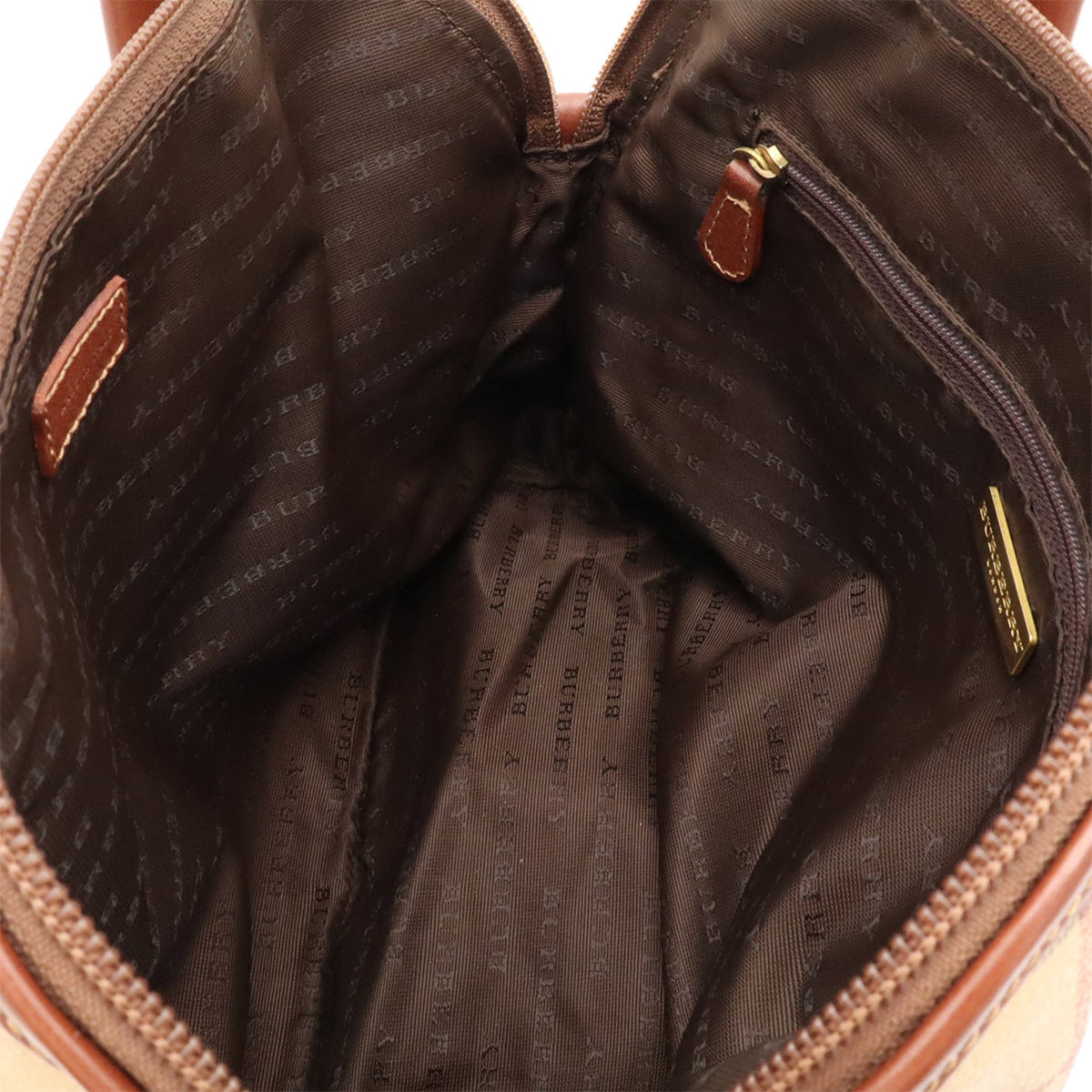 Burberry Beige Brown Black Leather Pvc Handbag (Pre-Owned)