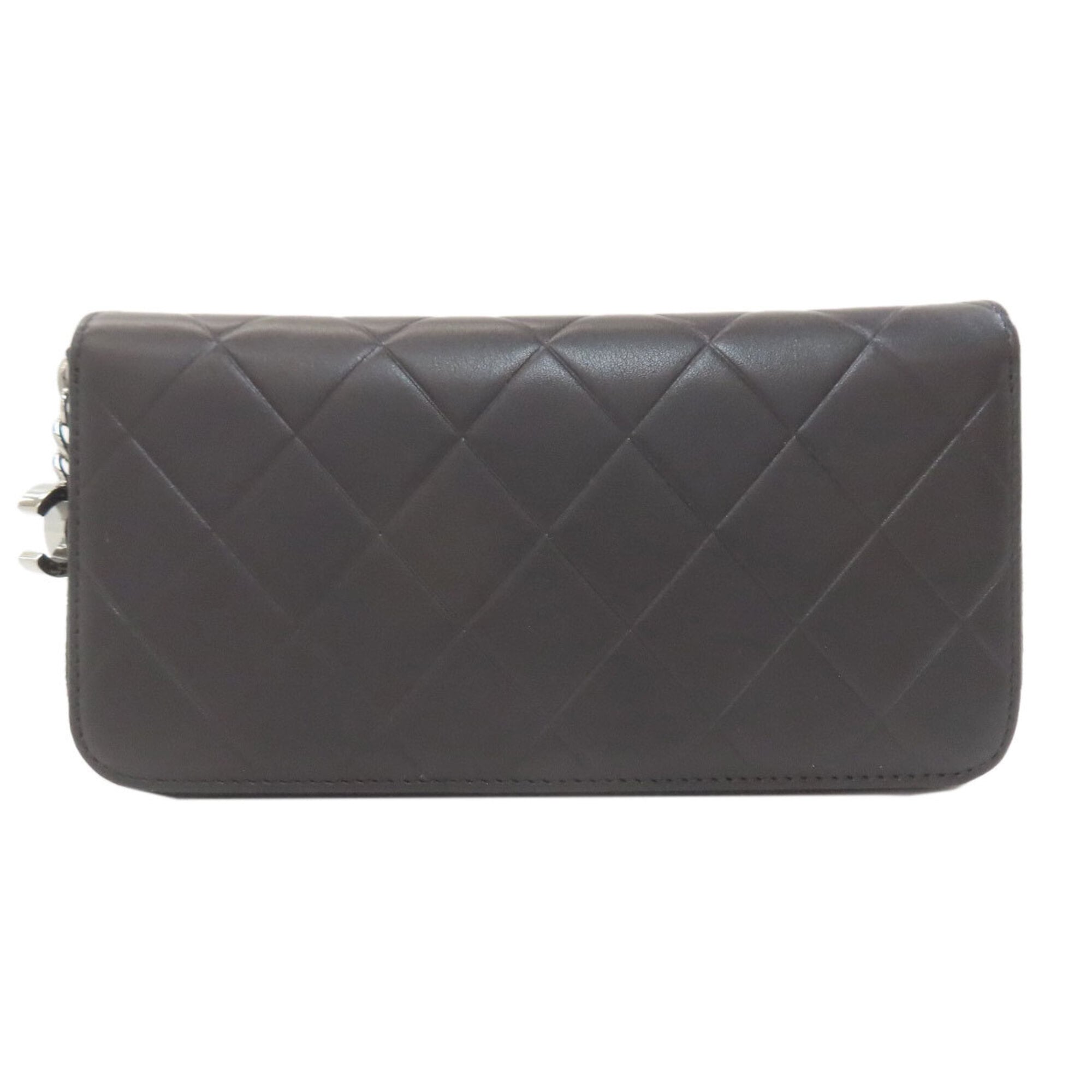 Chanel Black Leather Long Wallet (Bi-Fold) (Pre-Owned)
