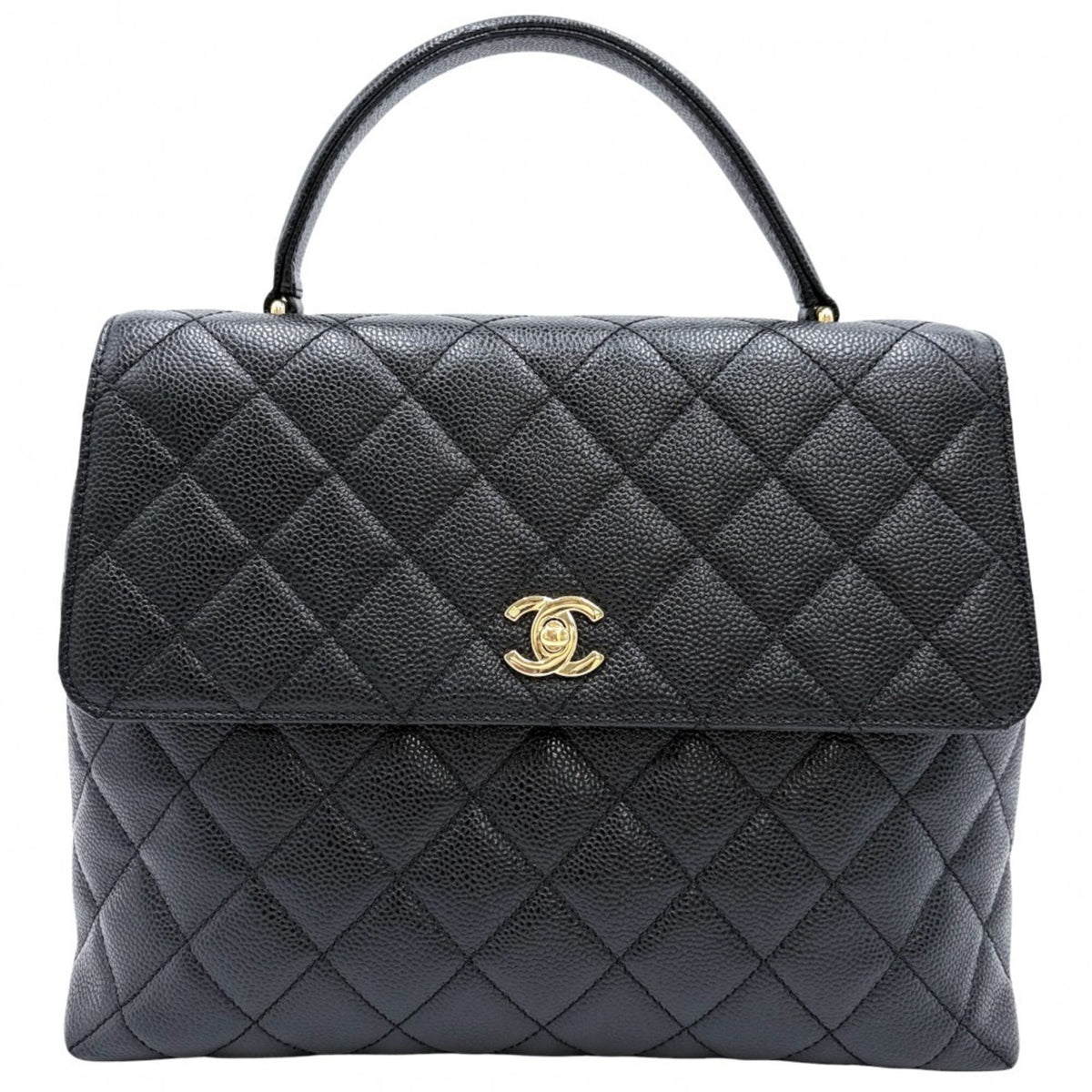 Chanel Black Grained Calfskin Handbag (Pre-Owned)