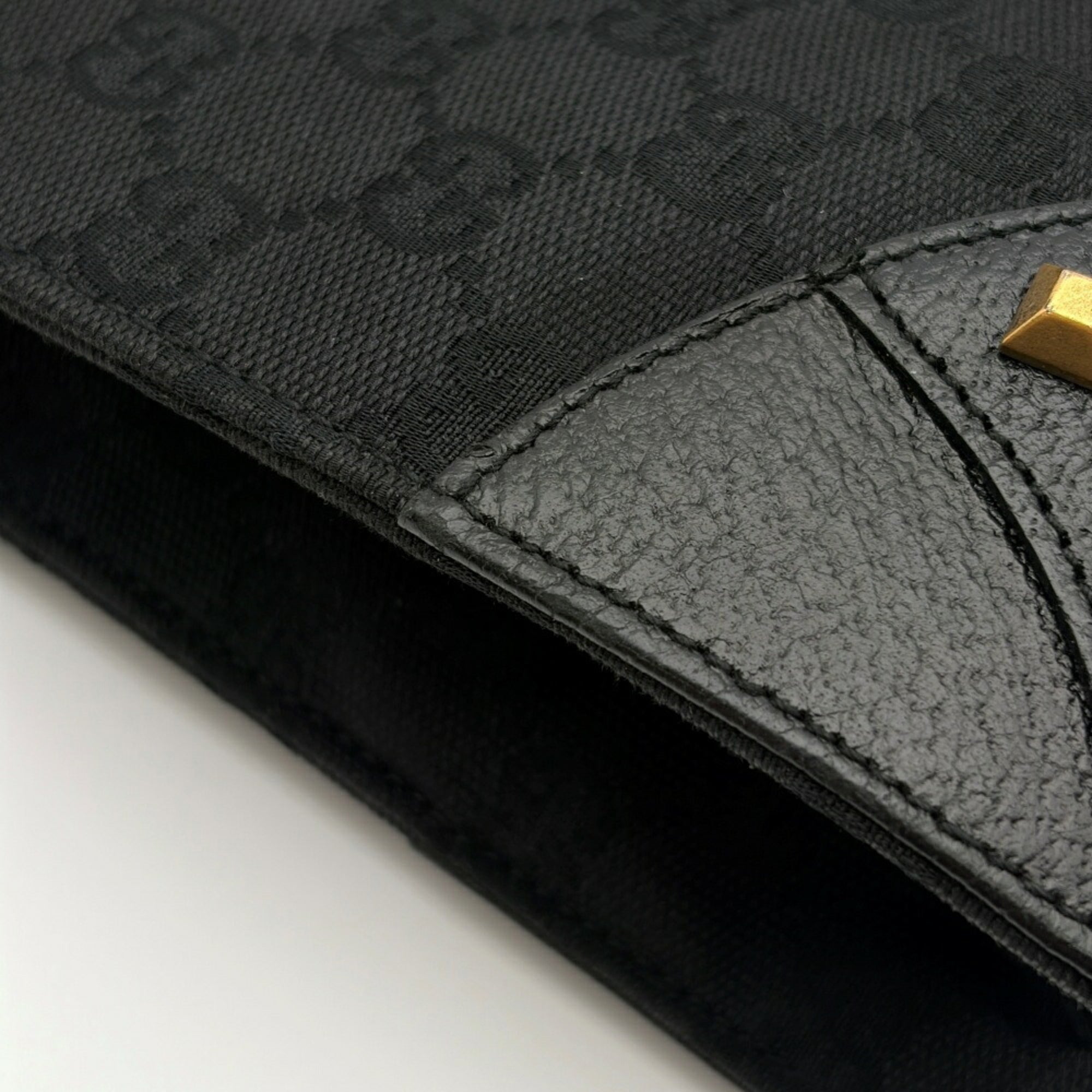 Gucci Black Gg Canvas Leather Tote Bag (Pre-Owned)