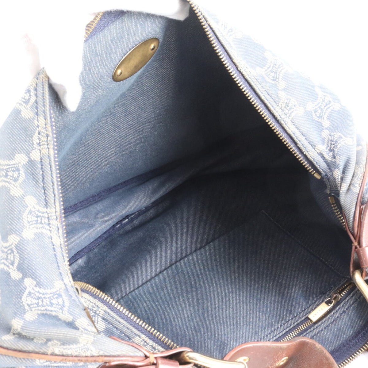 Celine Blue Leather Canvas Crossbody Bag Shoulder Bag (Pre-Owned)