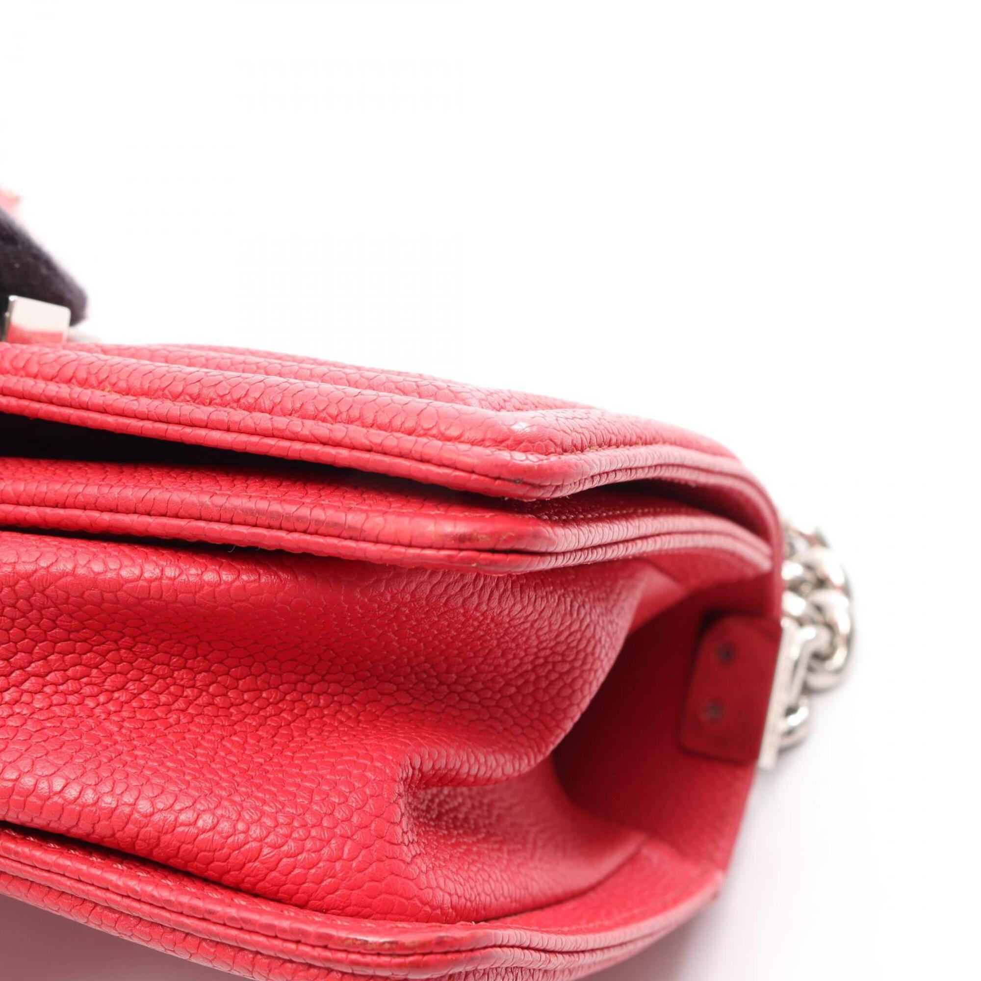 Chanel Red Color Grained Calfskin Handbag Shoulder Bag (Pre-Owned)