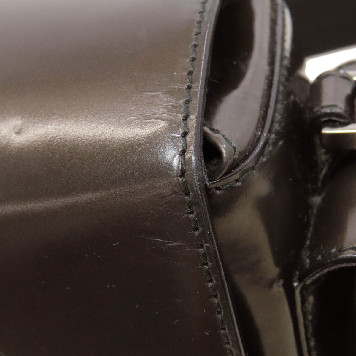 Gucci Black Gray Patent Leather Shoulder Bag (Pre-Owned)