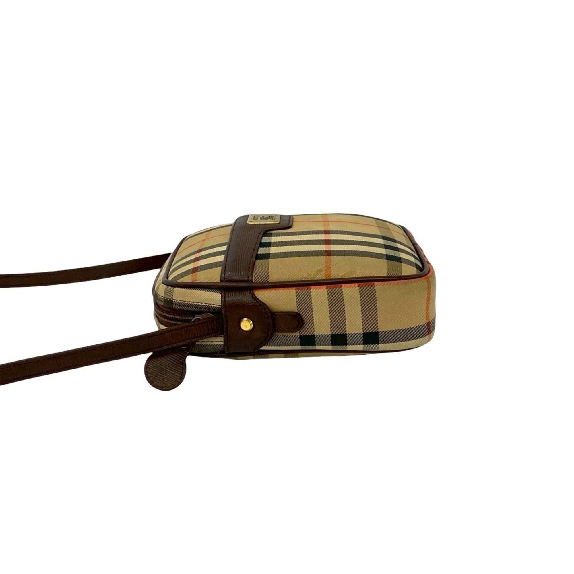 Burberry Beige Brown Canvas Leather Shoulder Bag (Pre-Owned)