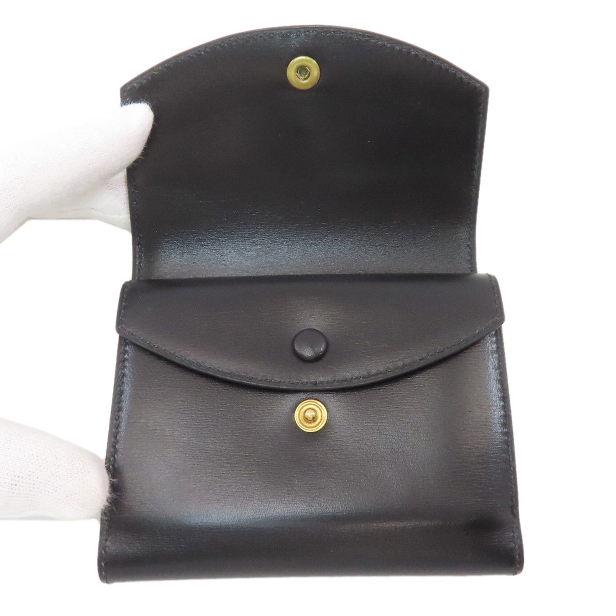 Hermes Black Box Calf Leather Wallet (Bi-Fold) (Pre-Owned)