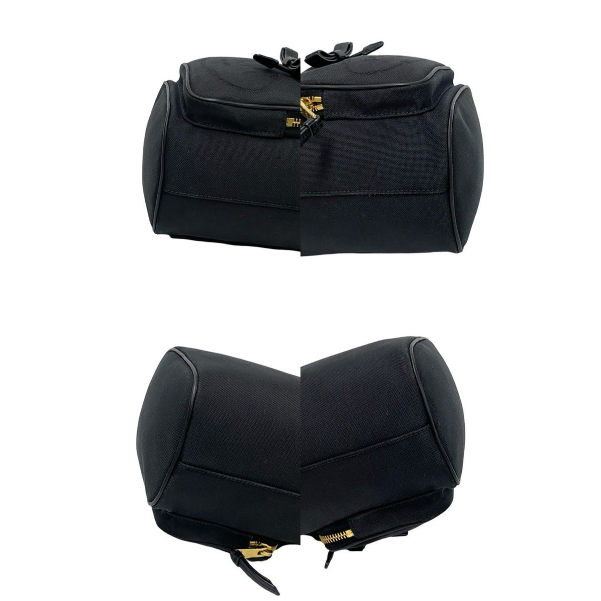 Prada Black Leather Canvas Handbag Shoulder Bag (Pre-Owned)