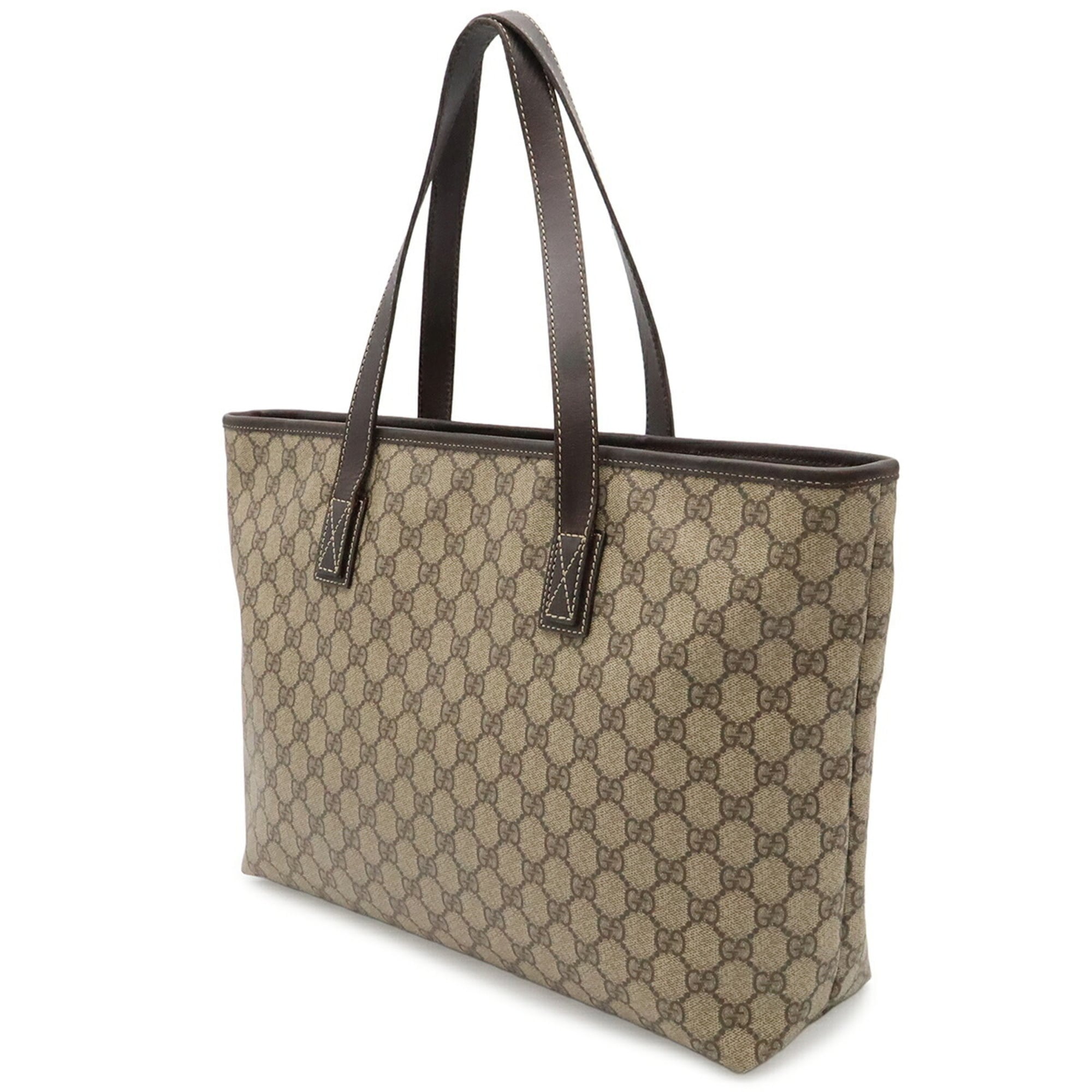 Gucci Beige Dark Brown Khaki Gg Supreme Shoulder Bag Tote Bag (Pre-Owned)